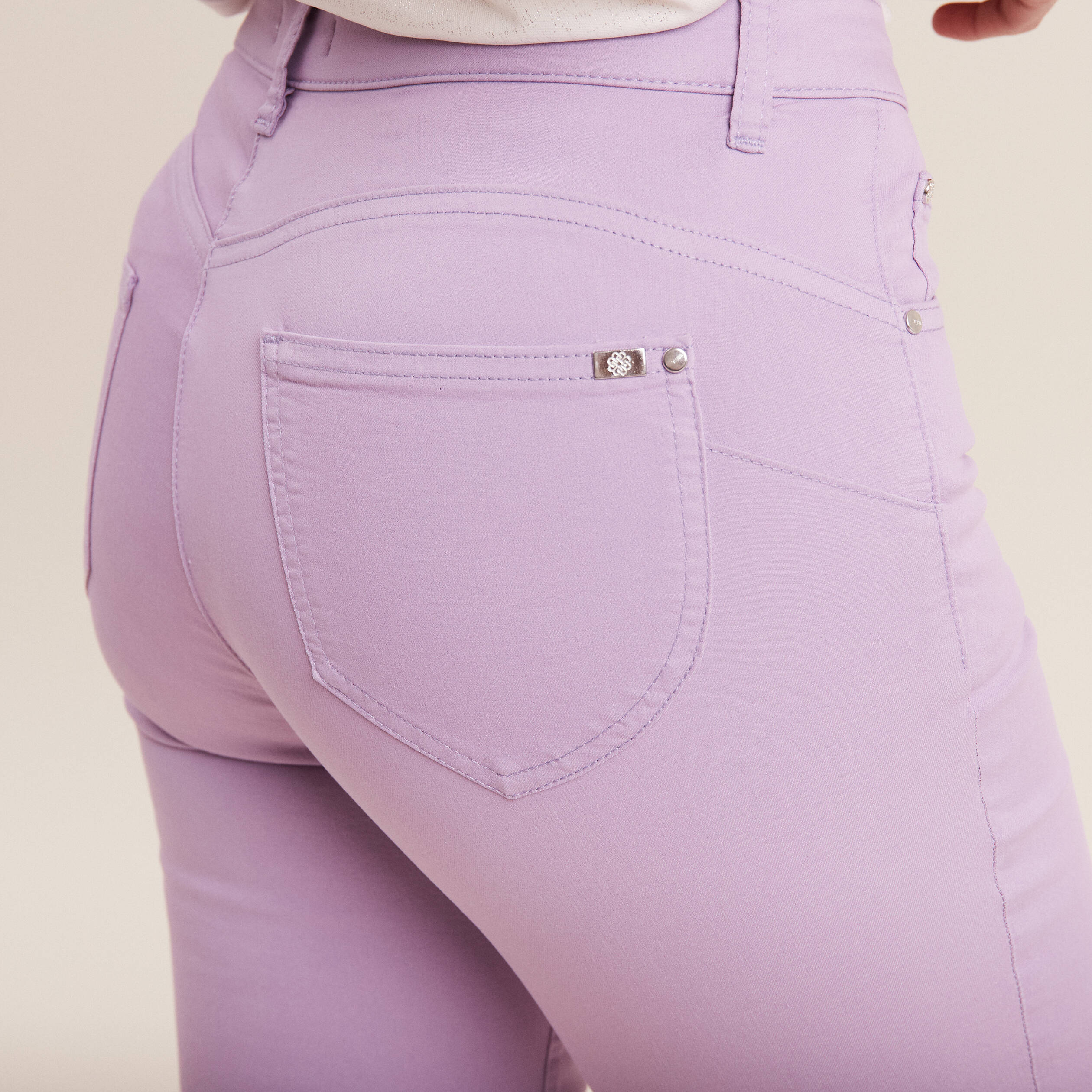 pantacourt droit taille standard mauve femme Pantacourt droit taille standard mauve femme