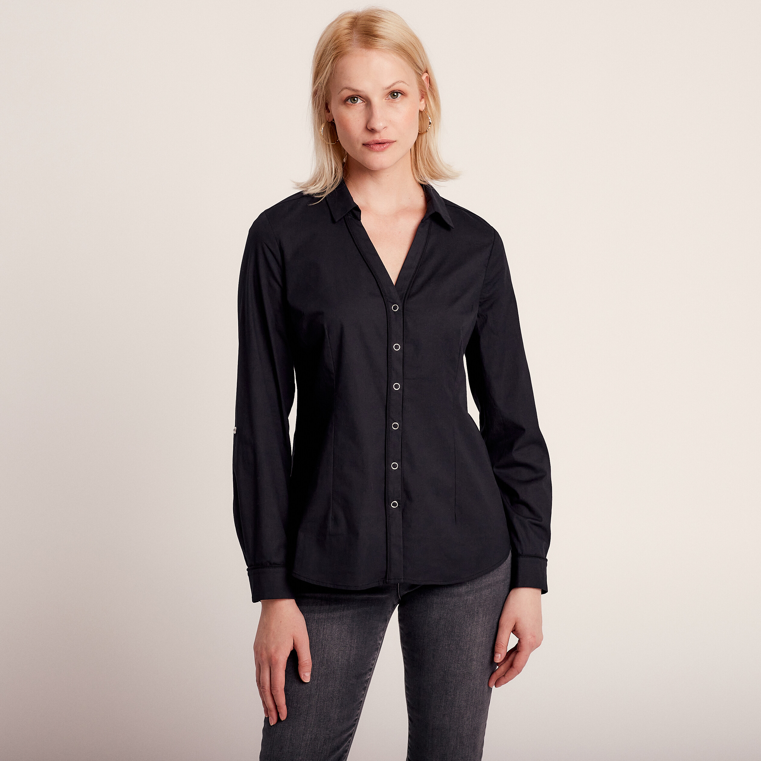 Chemise manches longues noir femme