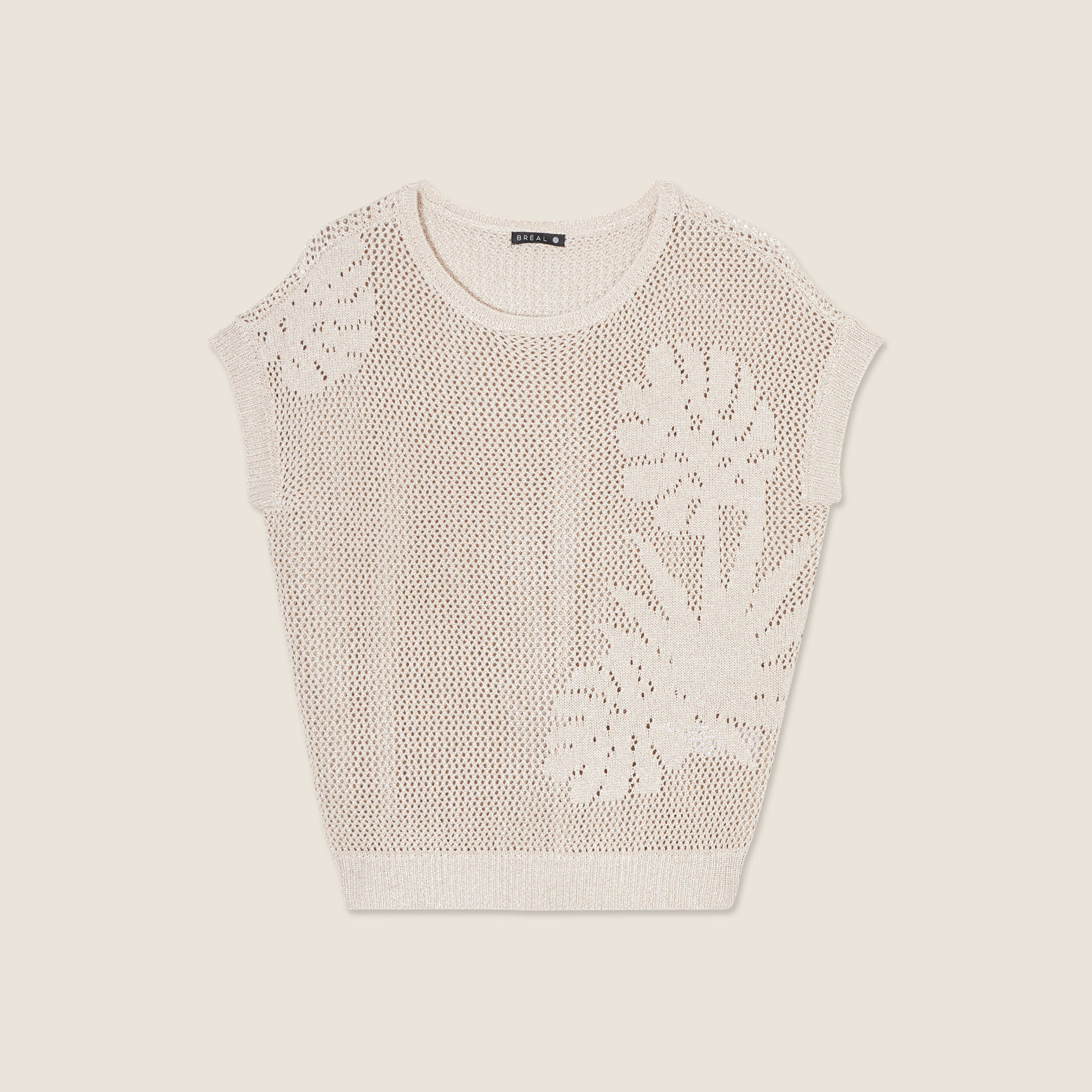 pull manches courtes ajoure couleur or femme Pull manches courtes ajouré couleur or femme