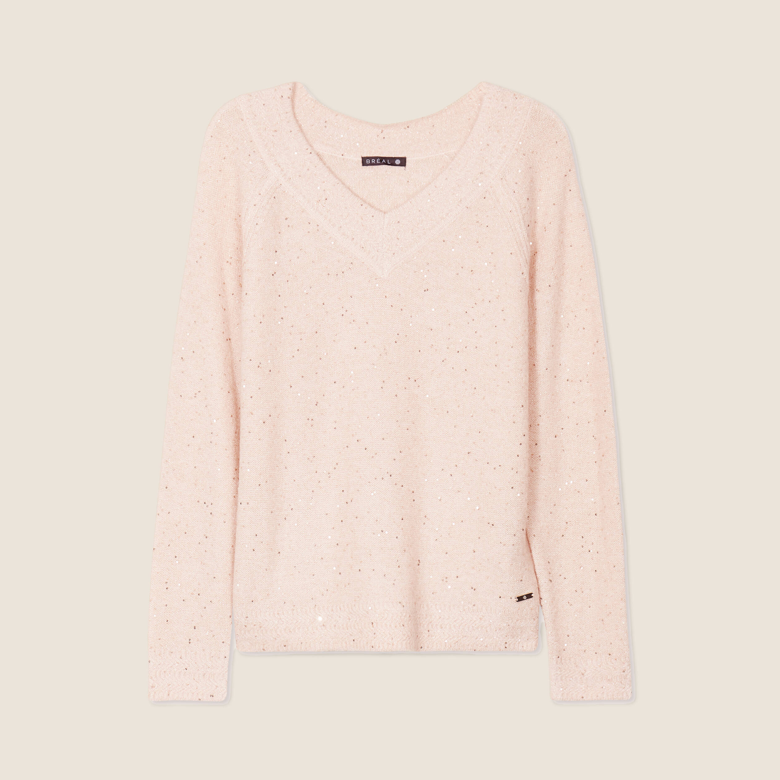 pull manches longues rose poudree femme Pull manches longues rose poudrée femme