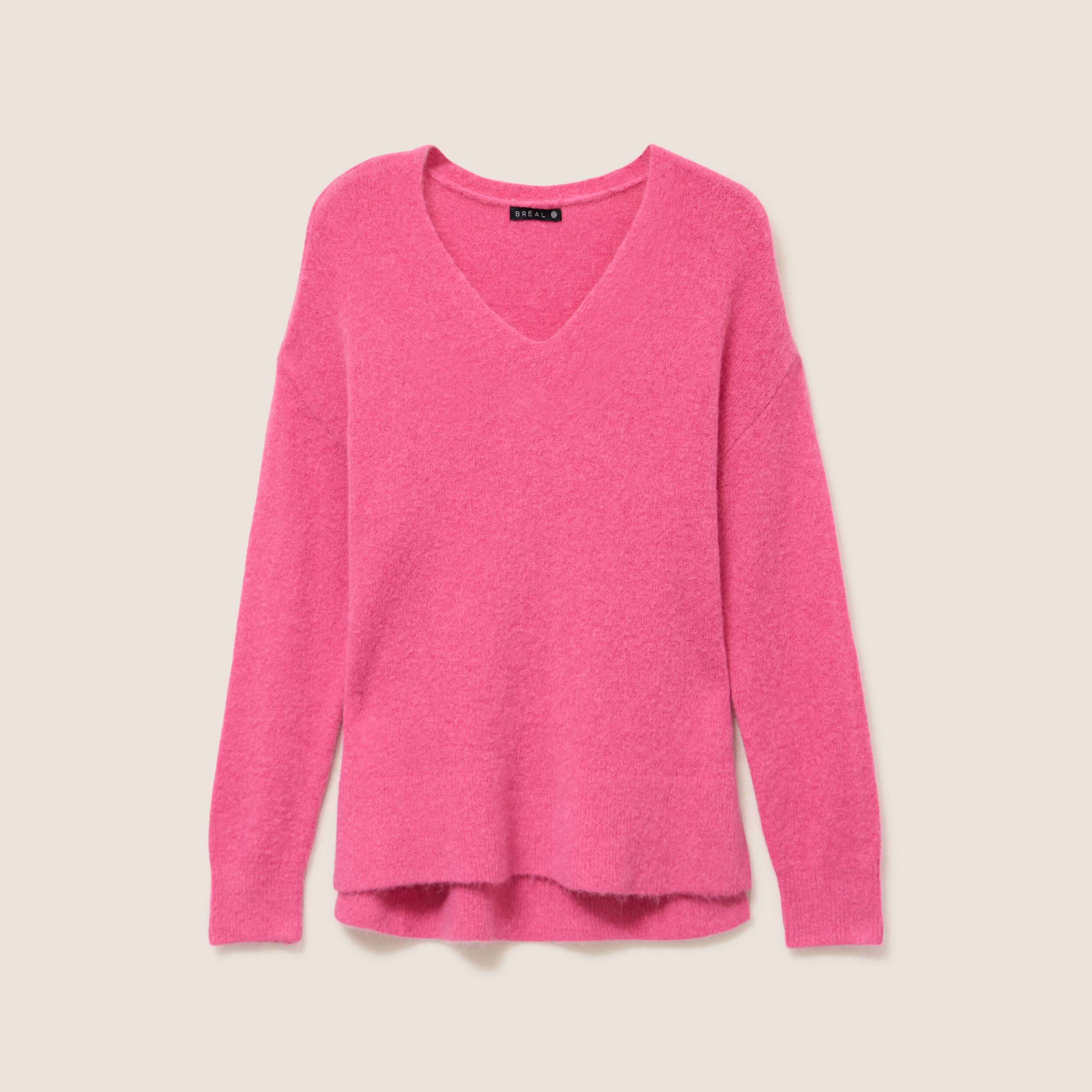 Sweat ras du cou rose vif avec chat cosmique : pull félin funky