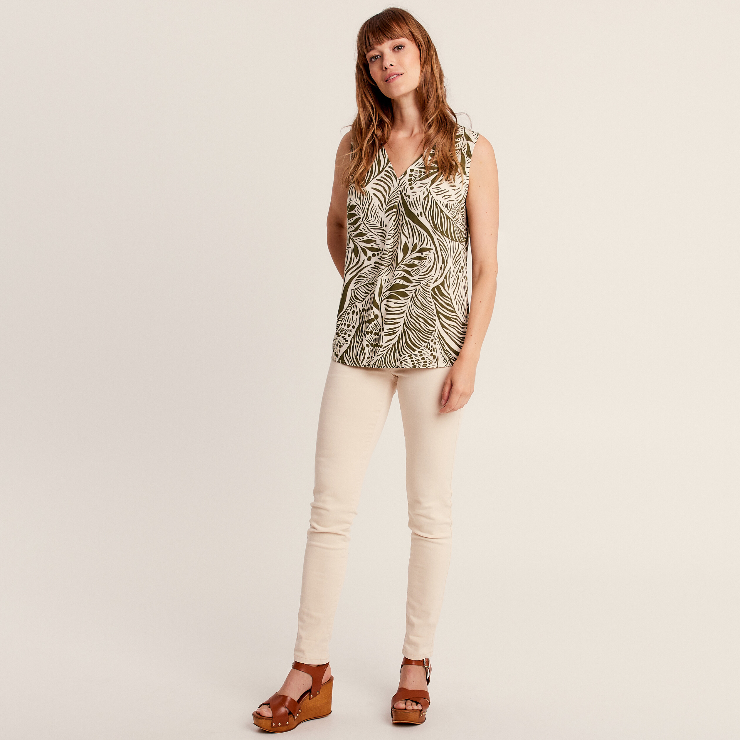 Blouse sans manches vert foncé femme