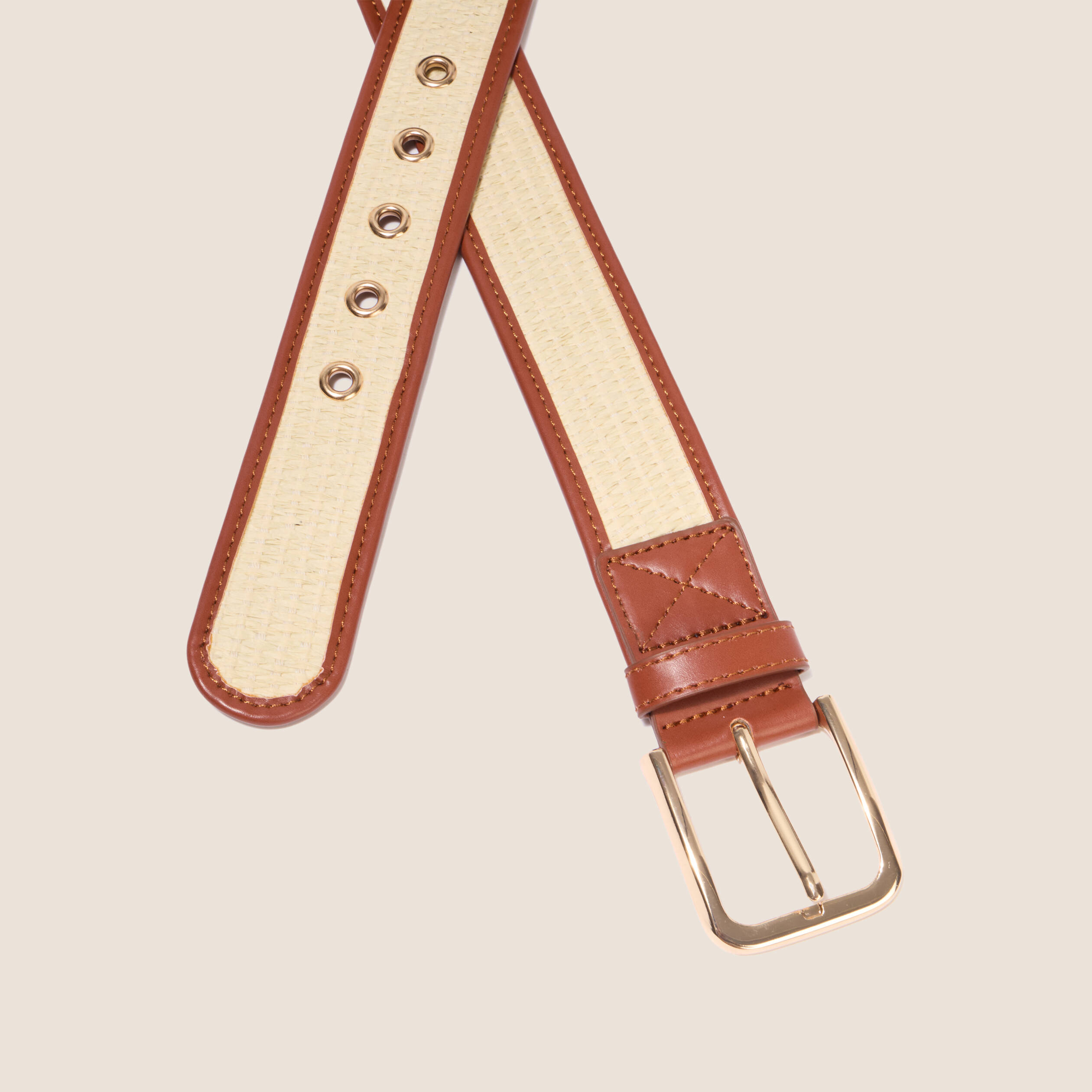 Ceinture large camel femme