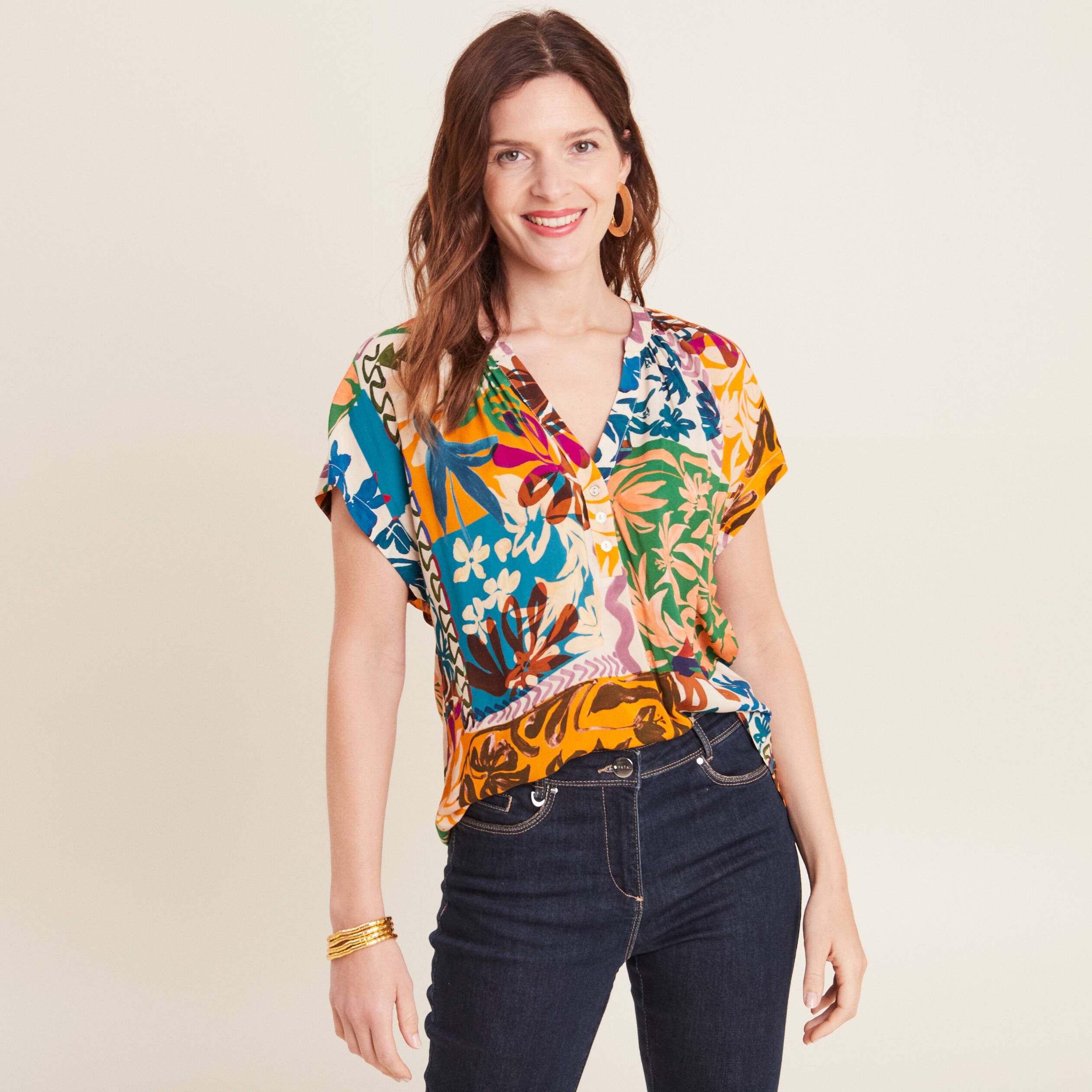 blouse manches courtes multicolore femme Blouse manches courtes multicolore femme