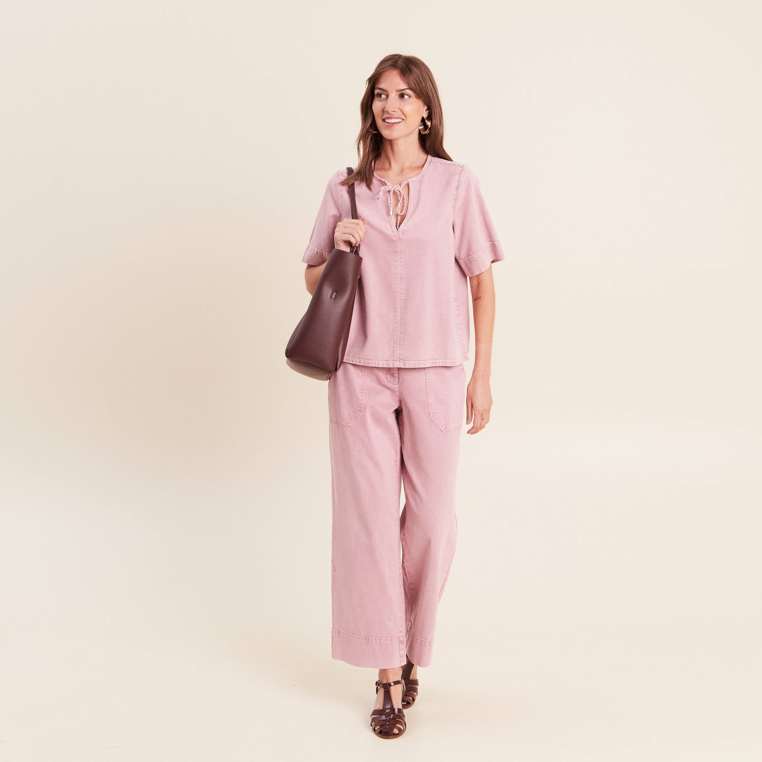 Blouse structur&eacute;e rose femme