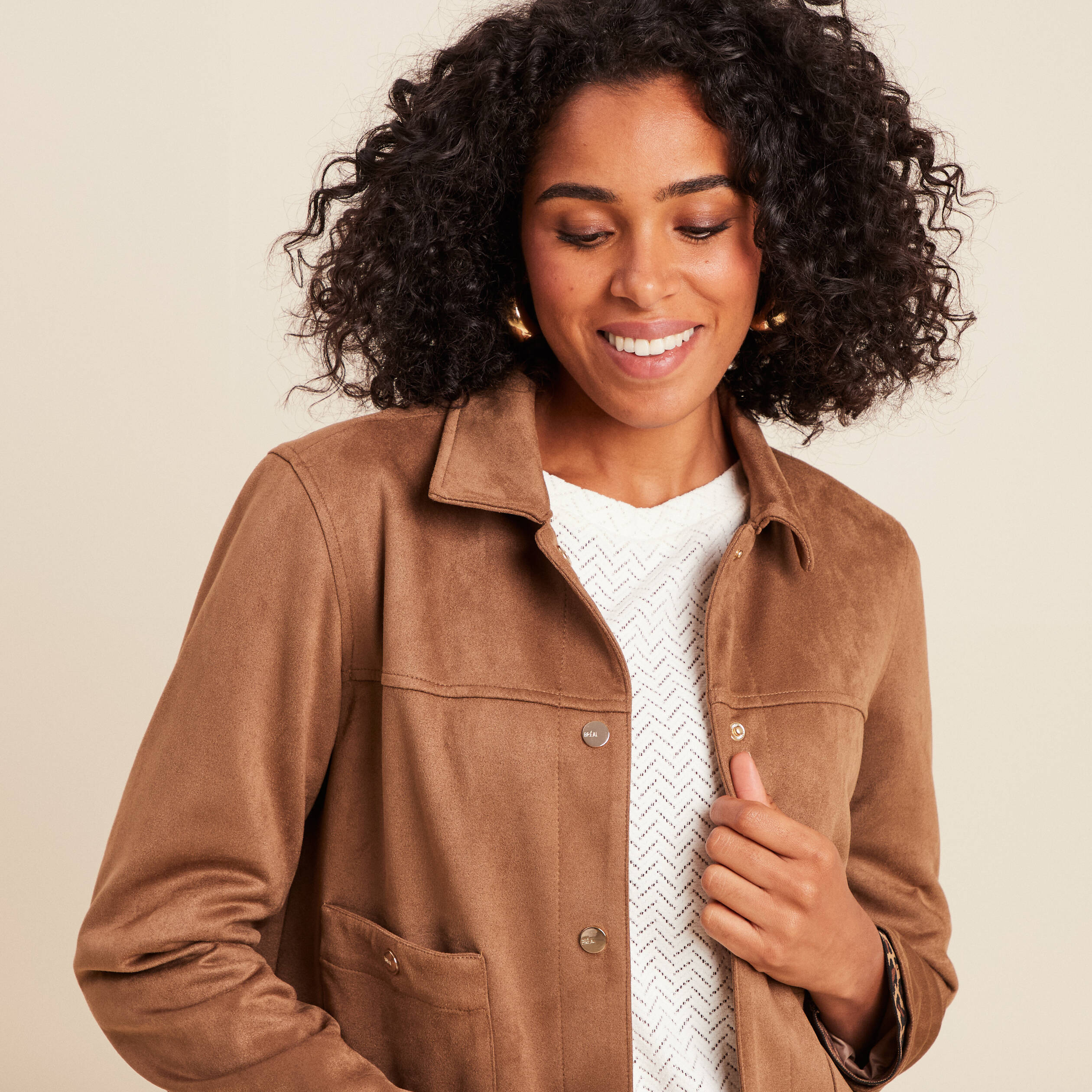 Veste En Suédine Marron Taille M - Neuf Avec étiquettes - Femme - Style Décontracté