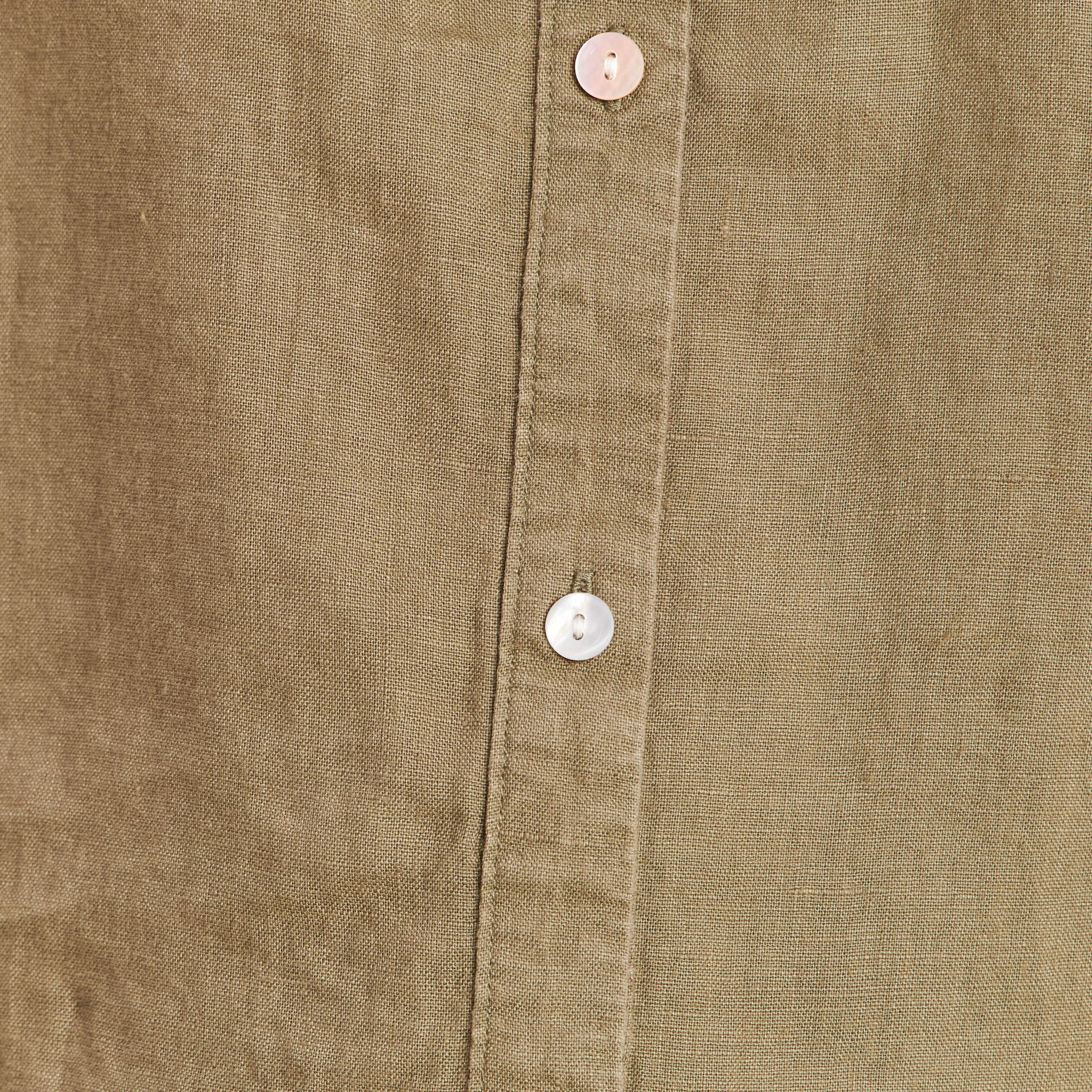 Chemise ample manches courtes aspect lin vert kaki femme