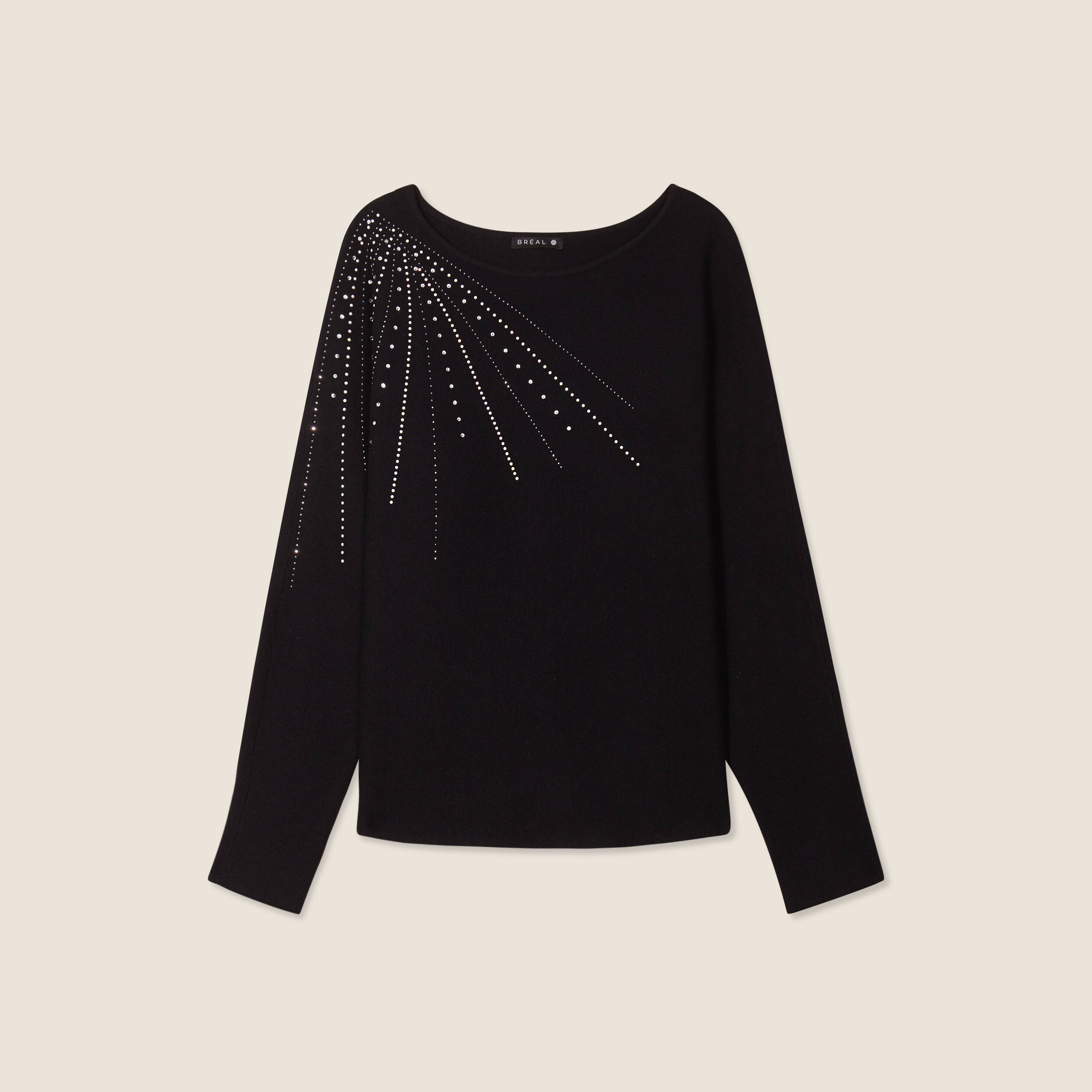 Pull manches longues strass noir femme Vibs