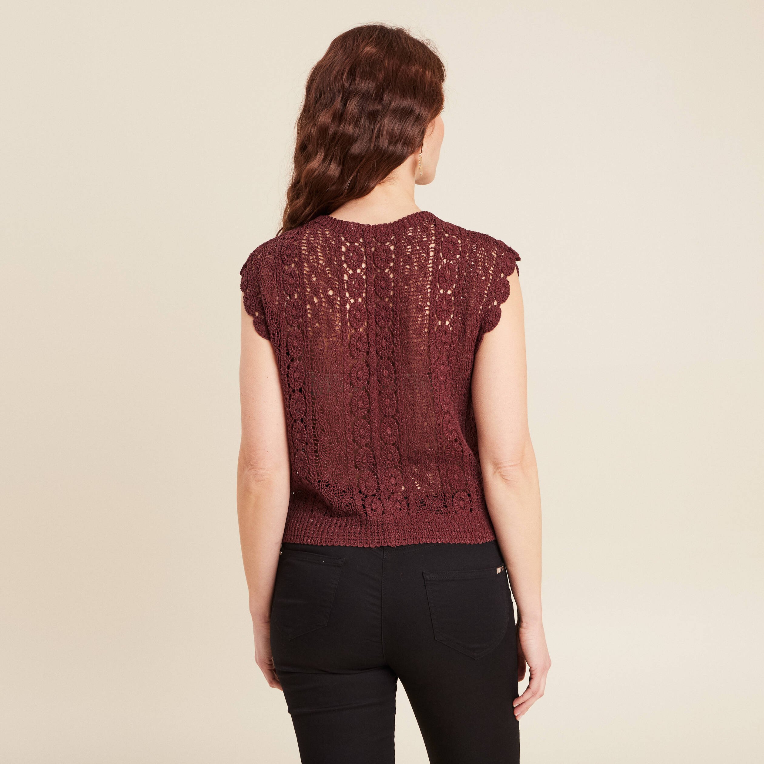 debardeur macrame bordeaux femme Débardeur macramé bordeaux femme