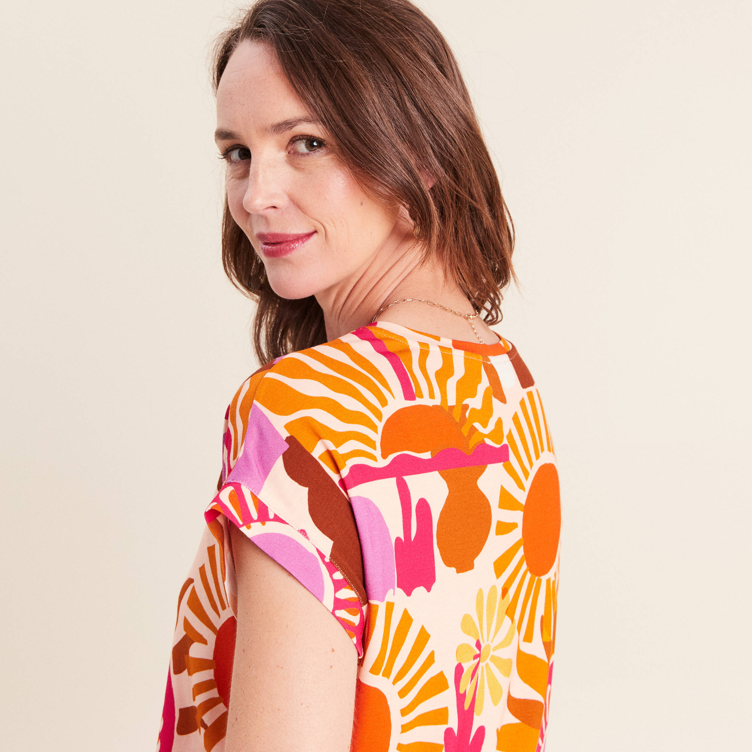 T-shirt manches courtes multicolore femme