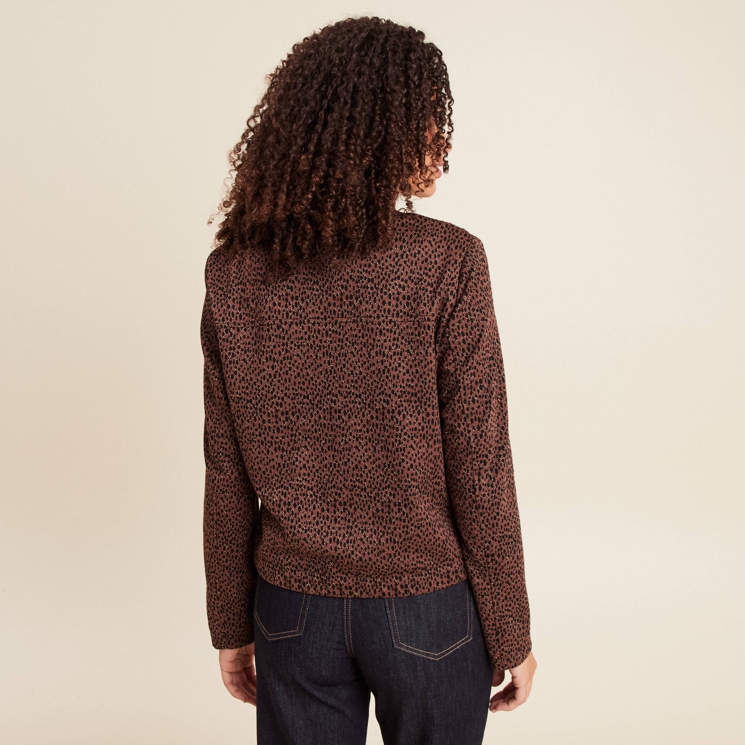 Veste doubl&eacute;e marron femme