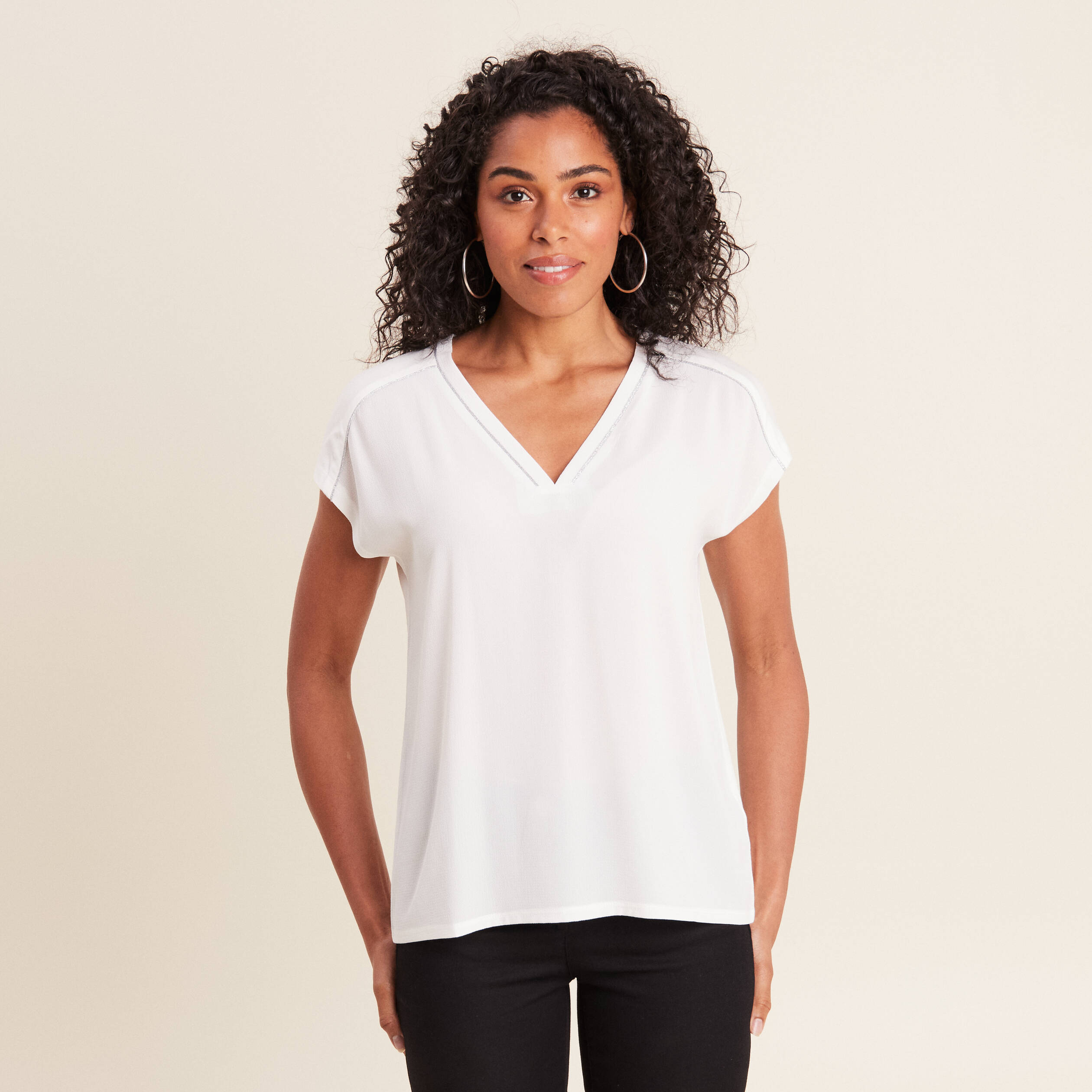 t shirt manches courtes ecru femme T-shirt manches courtes ecru femme