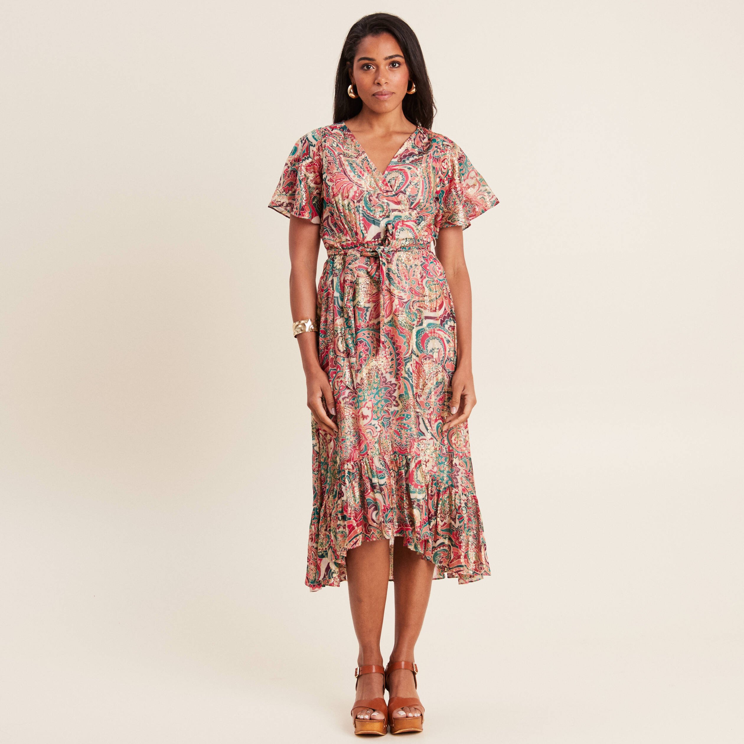 robe longue evasee fluide rose femme Robe longue évasée fluide rose femme