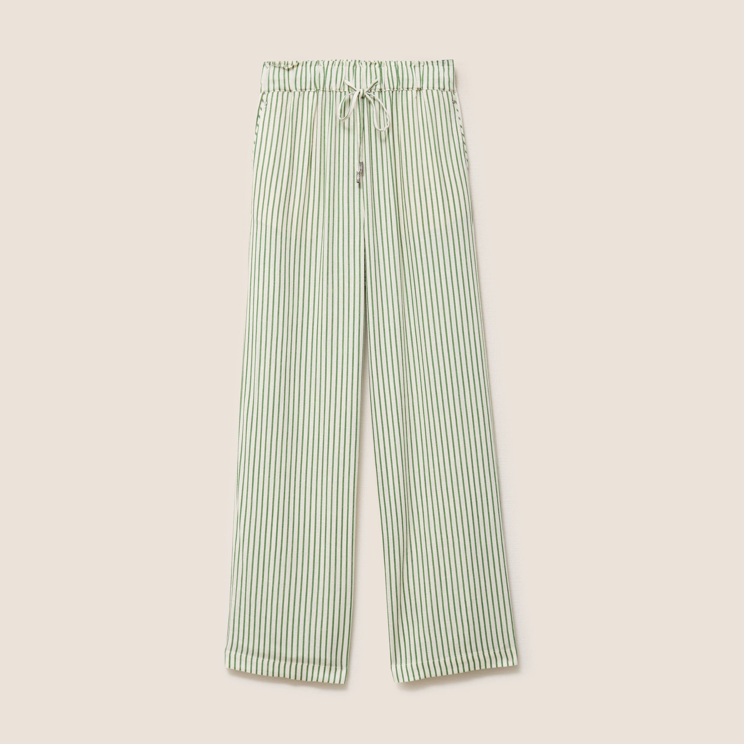 Pantalon large taille haute blanc femme
