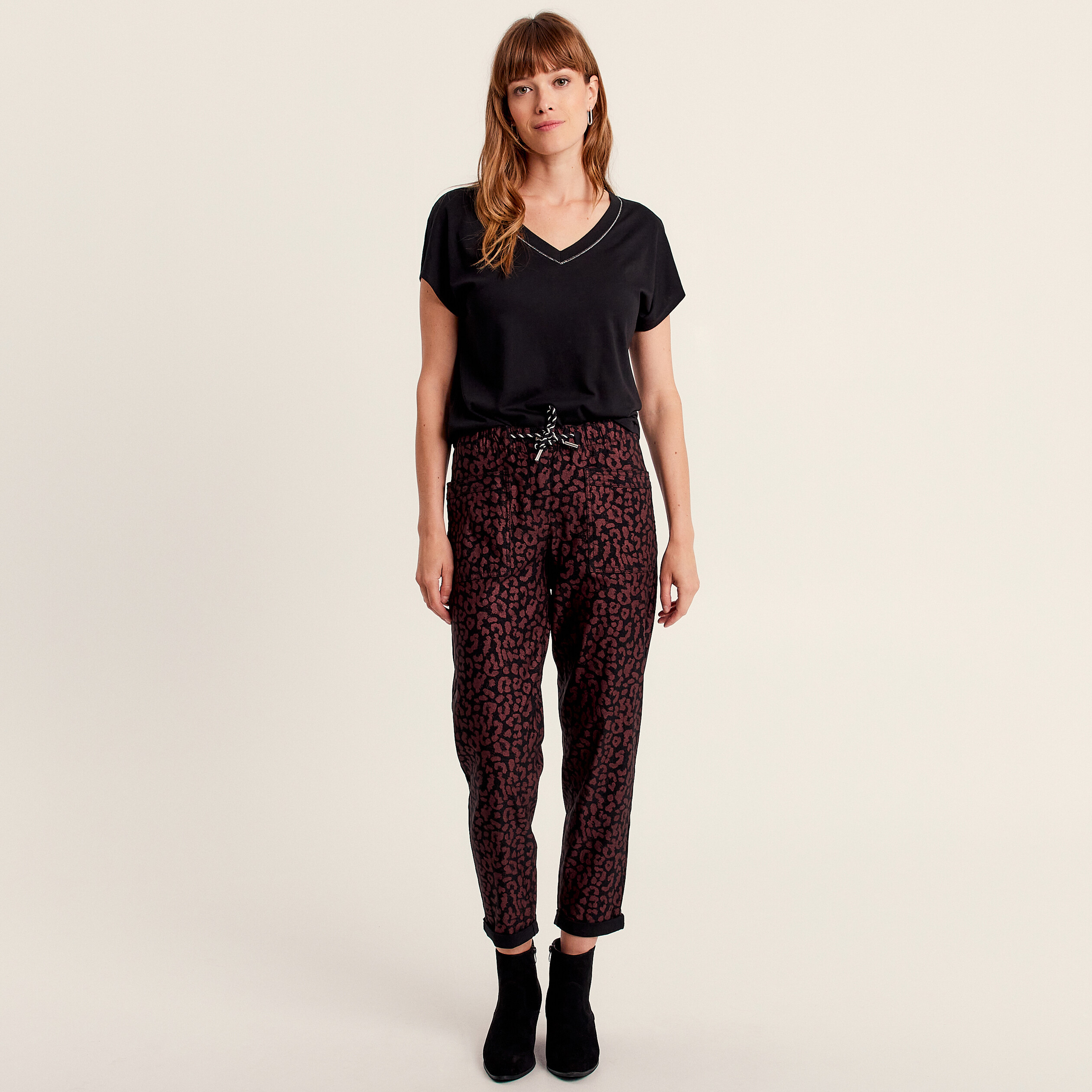 Pantalon décontracté prune femme