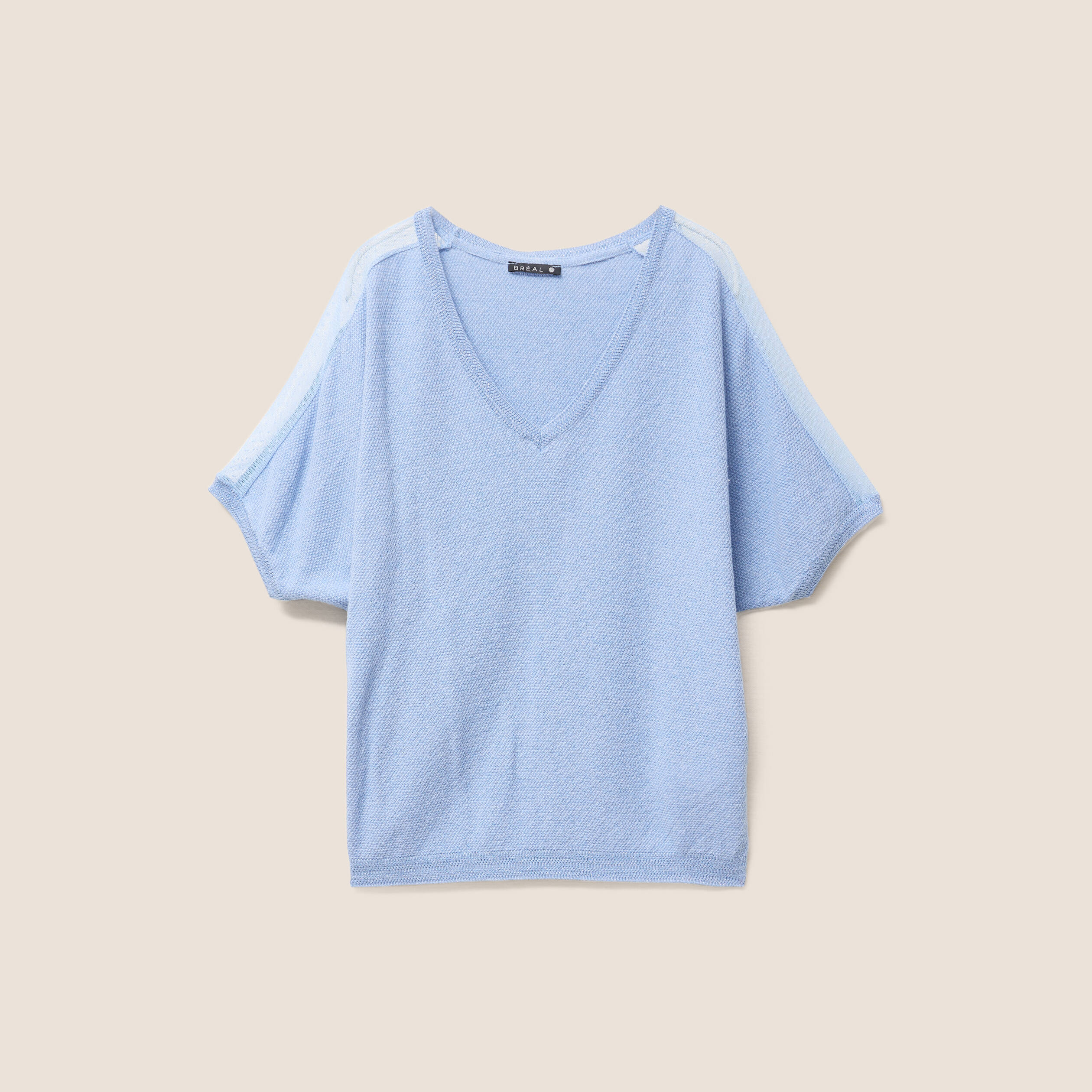 pull manches courtes plumetis bleu ciel femme Pull manches courtes plumetis bleu ciel femme