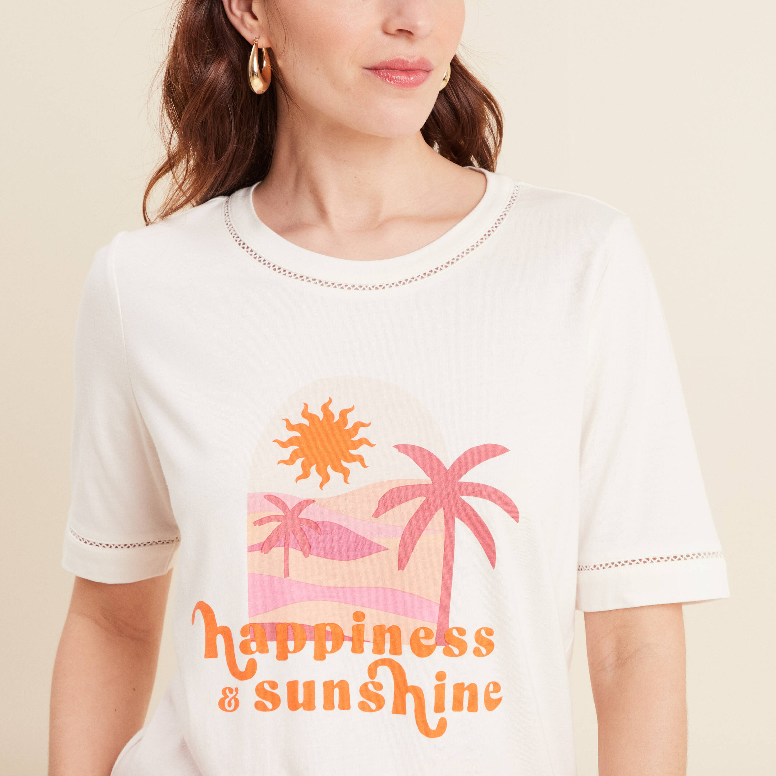 t shirt manches courtes ecru femme T-shirt manches courtes ecru femme