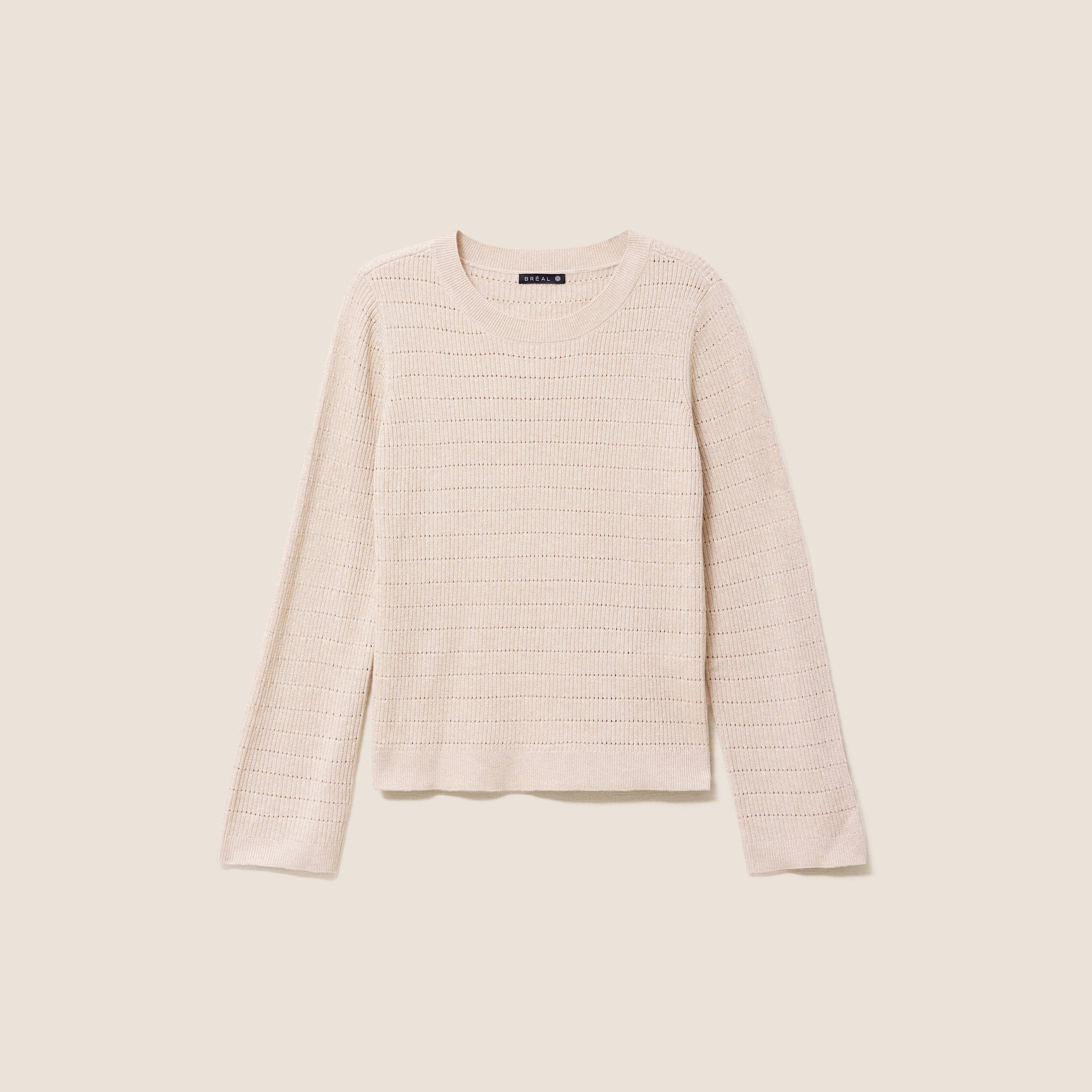 Pull manches longues col rond brillant couleur or femme