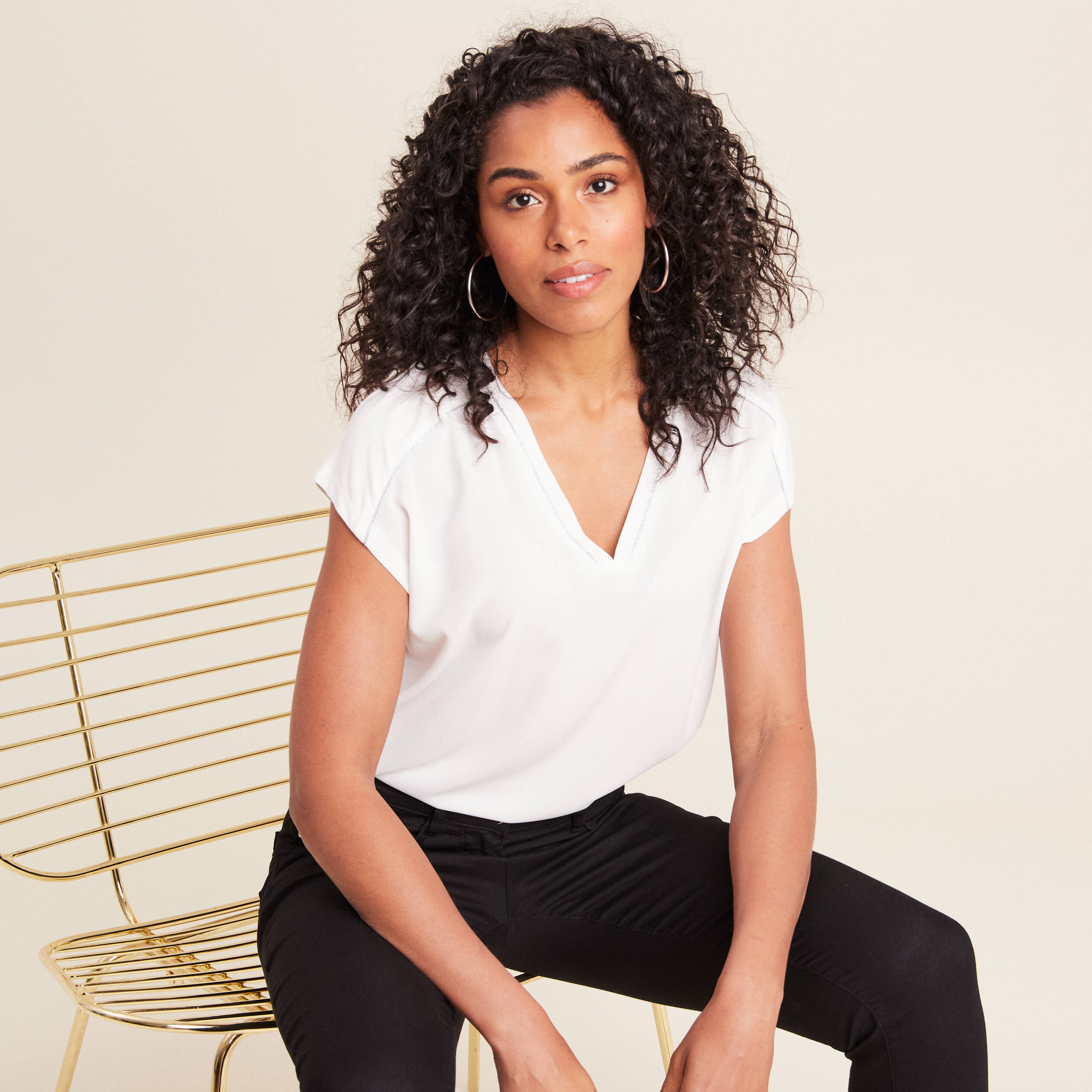 t shirt manches courtes ecru femme T-shirt manches courtes ecru femme