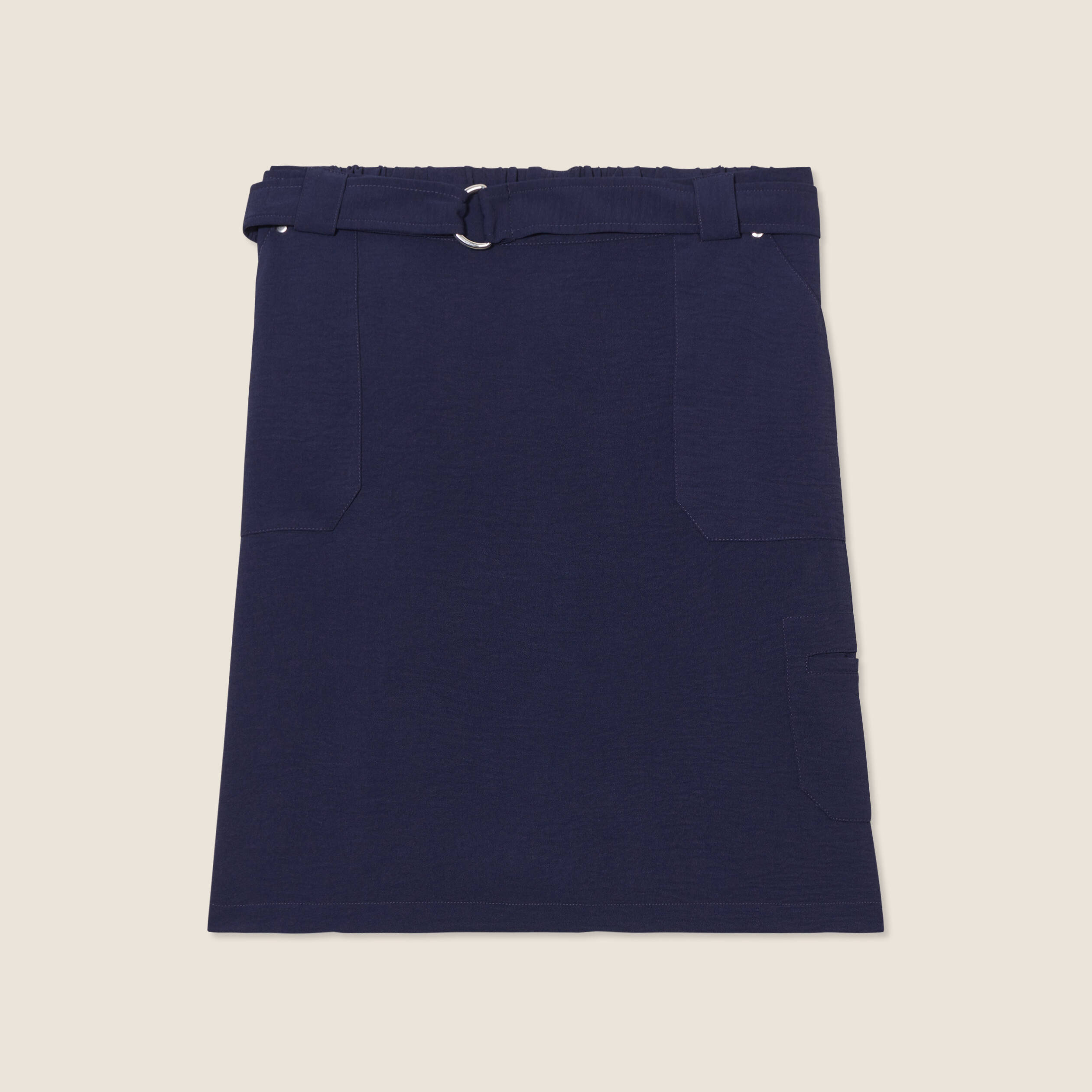 jupe droite ceinturee bleu fonce femme Jupe droite ceinturée bleu foncé femme