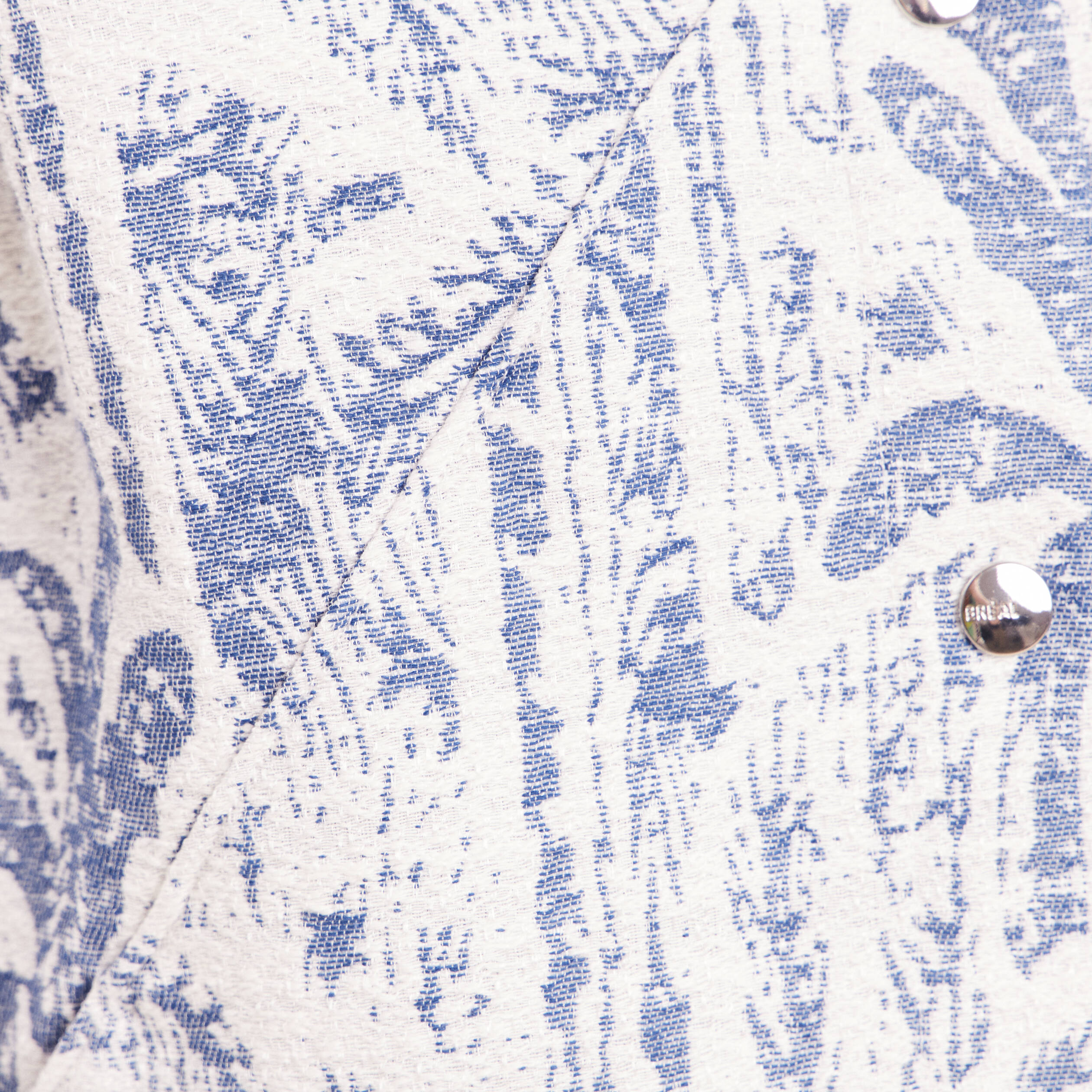 Veste bi-mati&egrave;re jacquard bleu femme