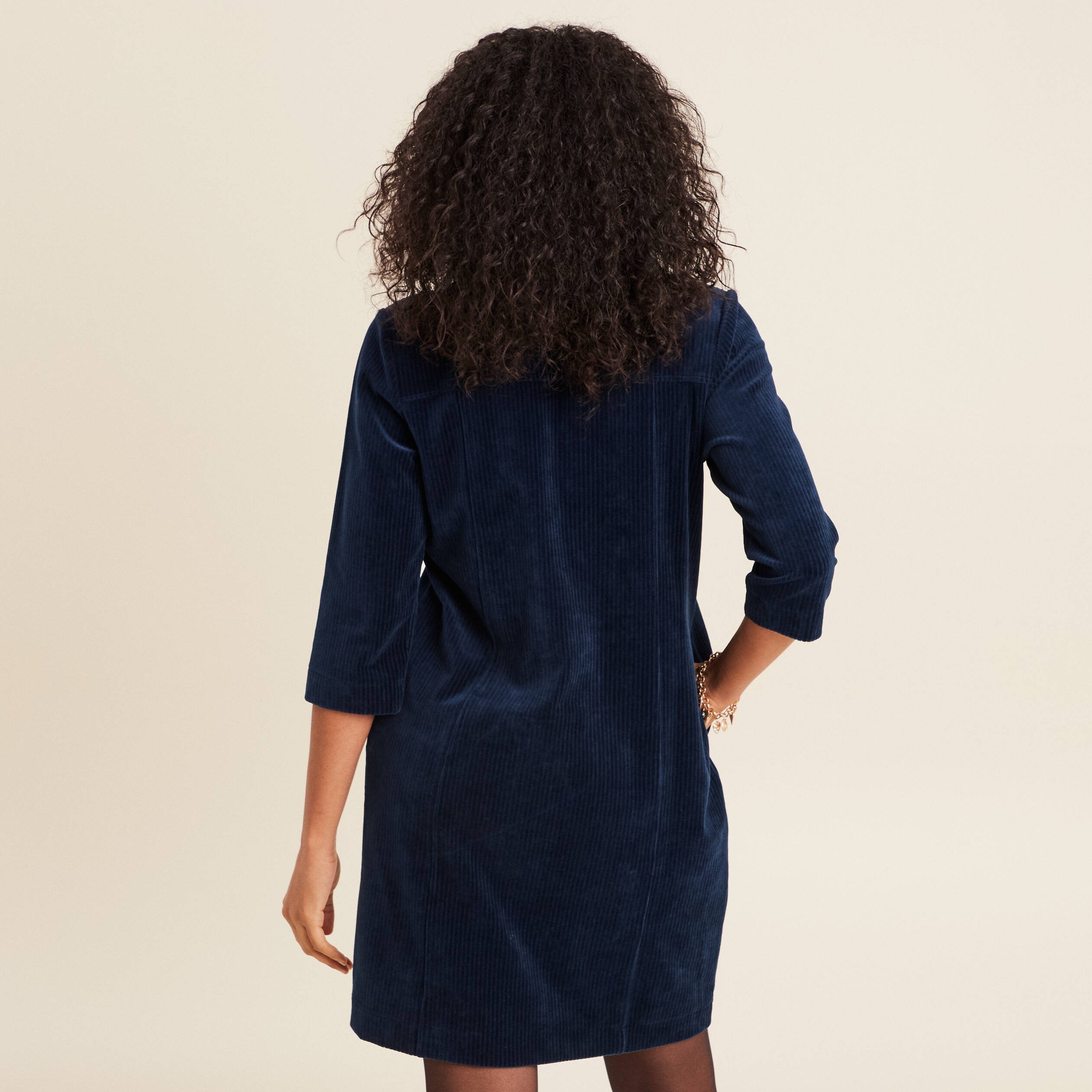 Robe droite velours bleu marine femme Vibs