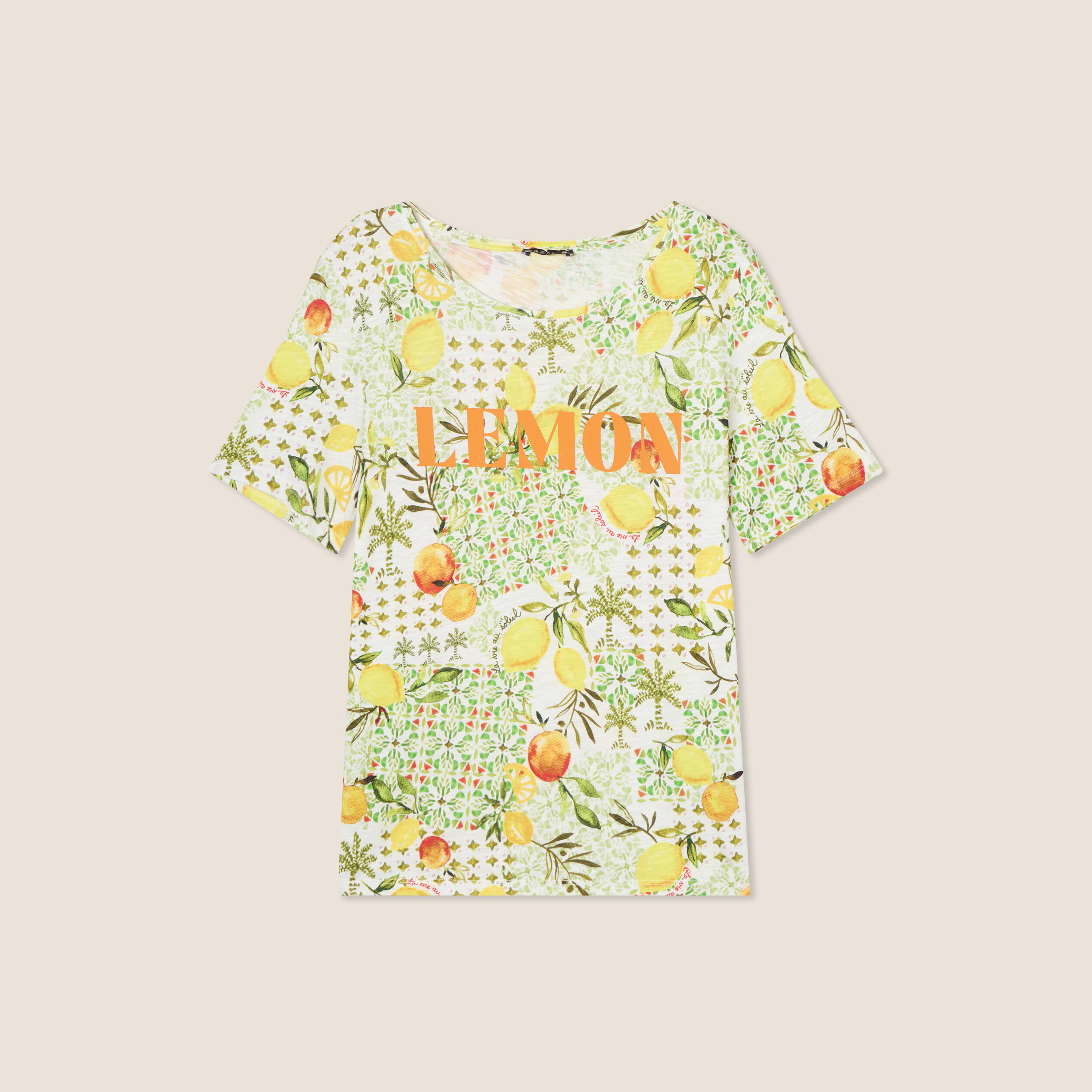 t shirt manches courtes jaune citron femme T-shirt manches courtes jaune citron femme