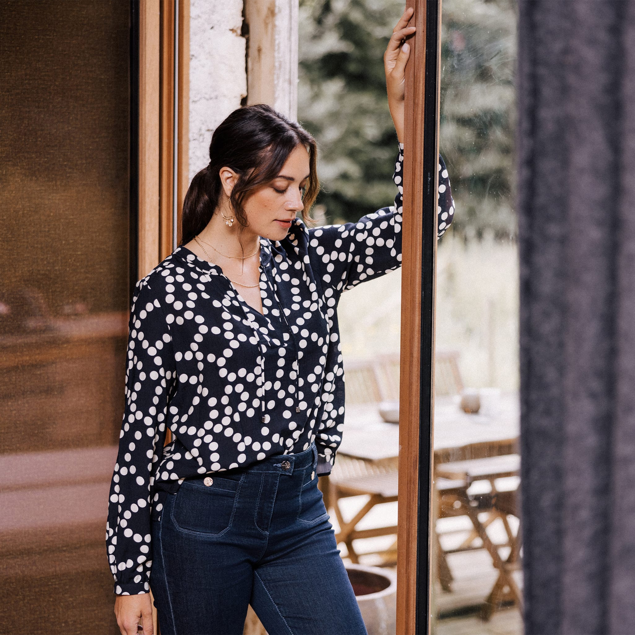 blouse manches 34 noir femme Blouse manches 3/4 noir femme