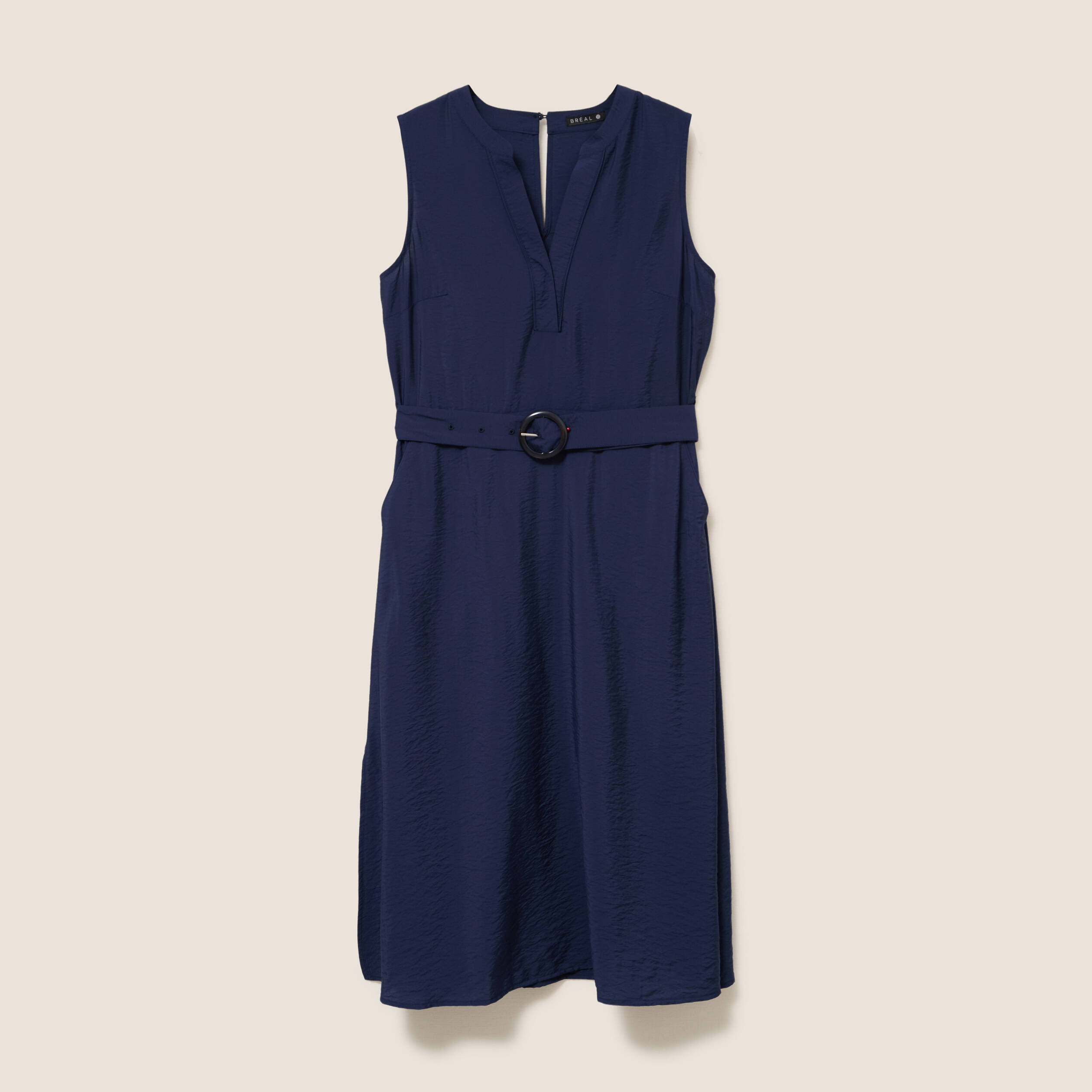 Robe courte en satin bleu roi avec manches évasées ajustées et évasées - France
