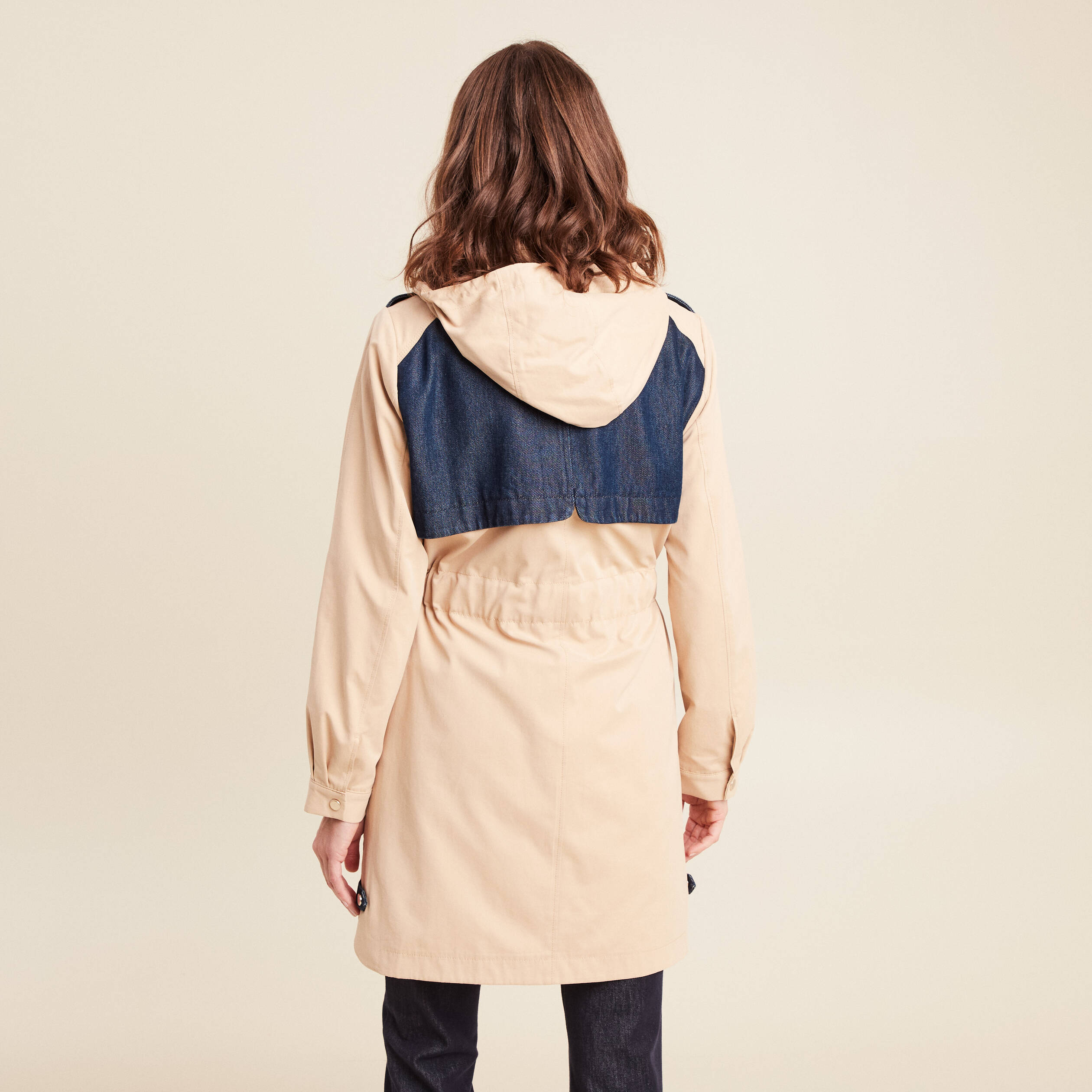 trench cintre avec capuche double beige femme trench cintré avec capuche doublé beige femme