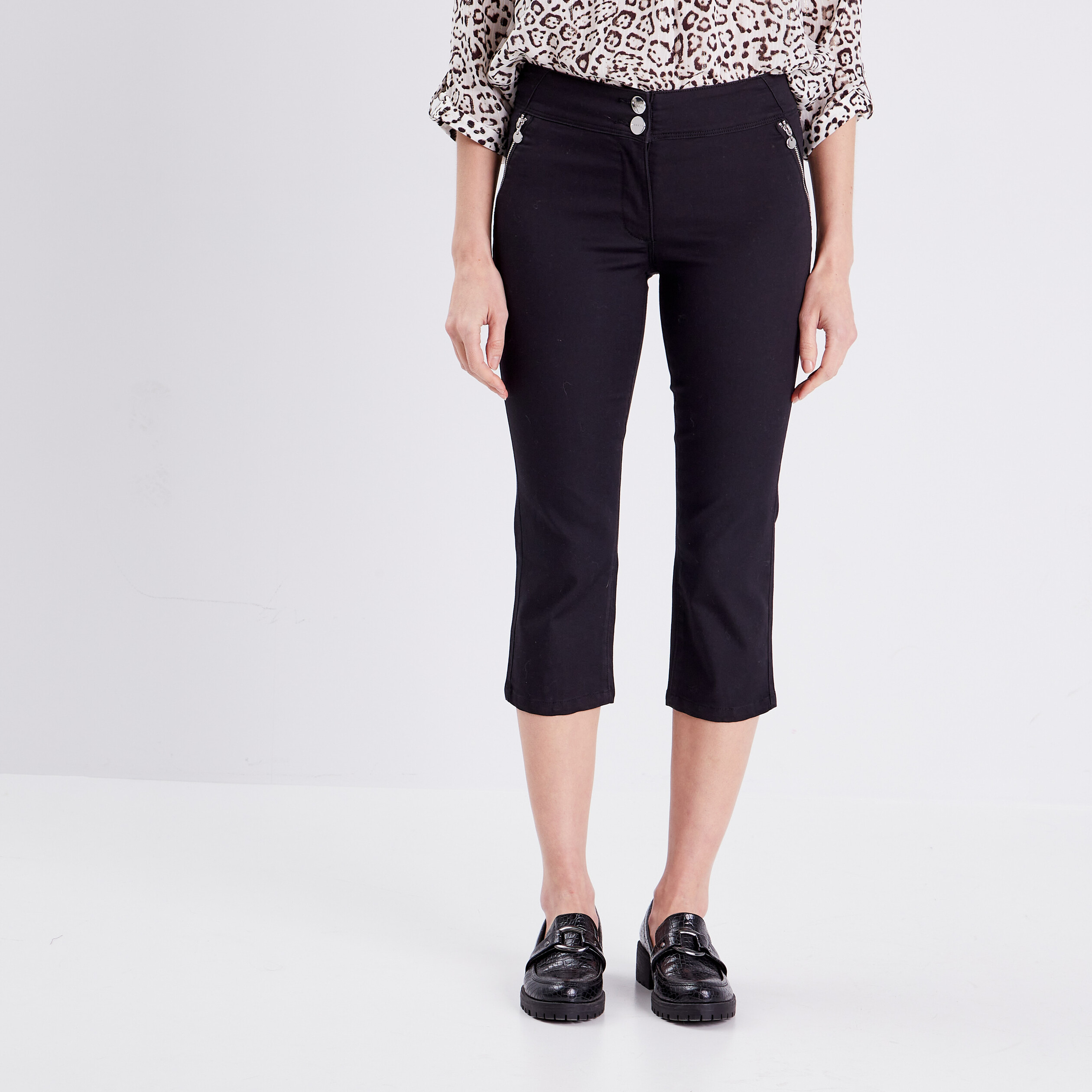 pantacourt ajuste noir femme Pantacourt ajusté noir femme