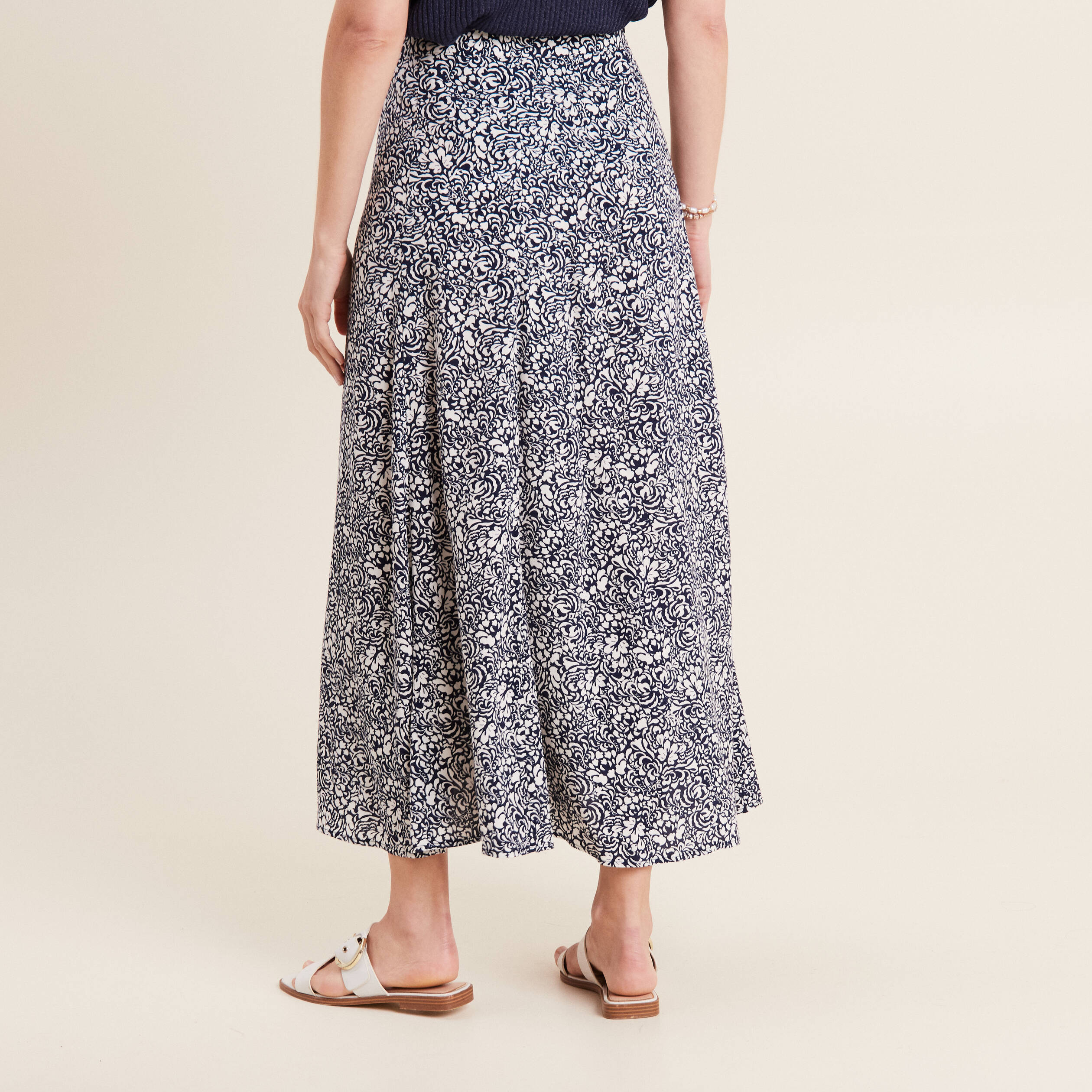 jupe longue evasee bleu femme Jupe longue évasée bleu femme