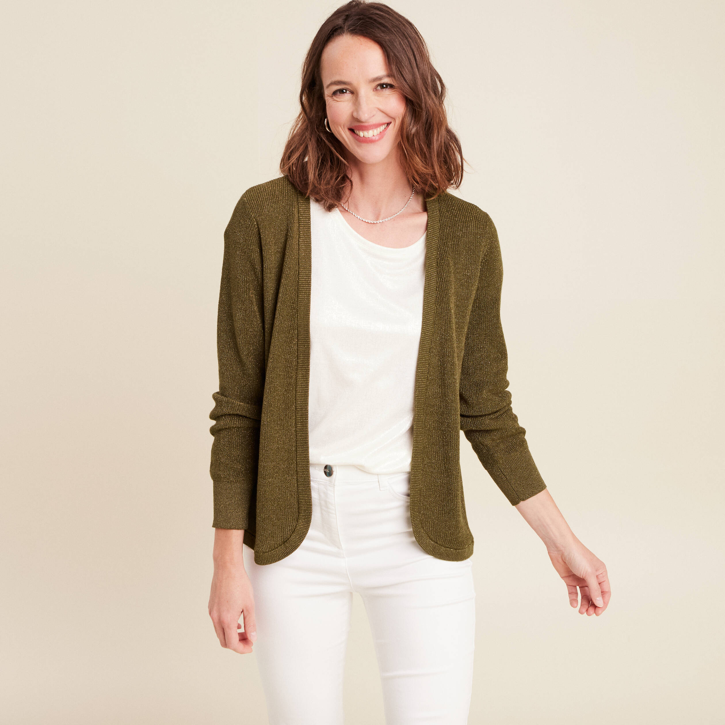 gilet manches longues vert olive femme Gilet manches longues vert olive femme
