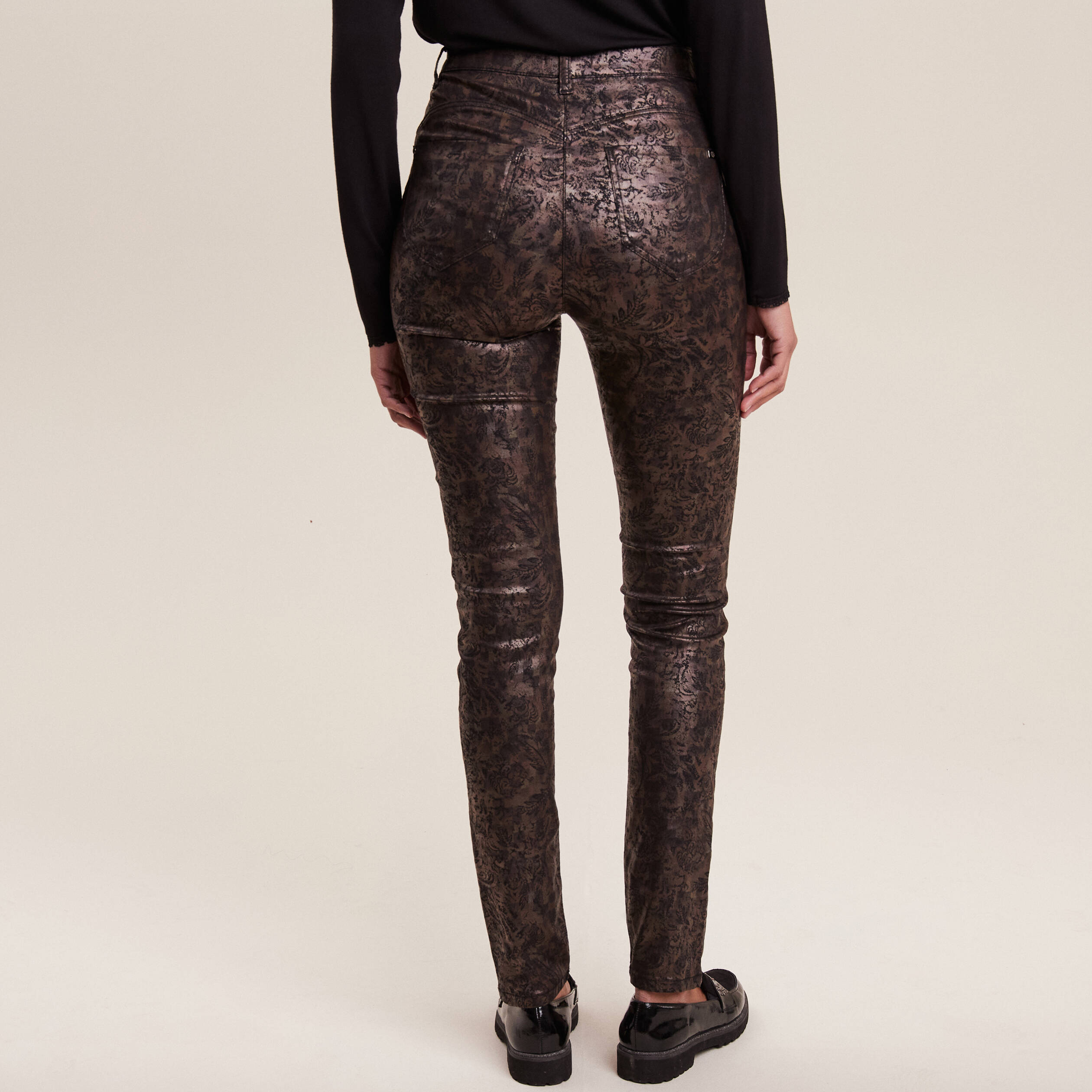 pantalon ajuste couleur bronze femme Pantalon ajusté couleur bronze femme