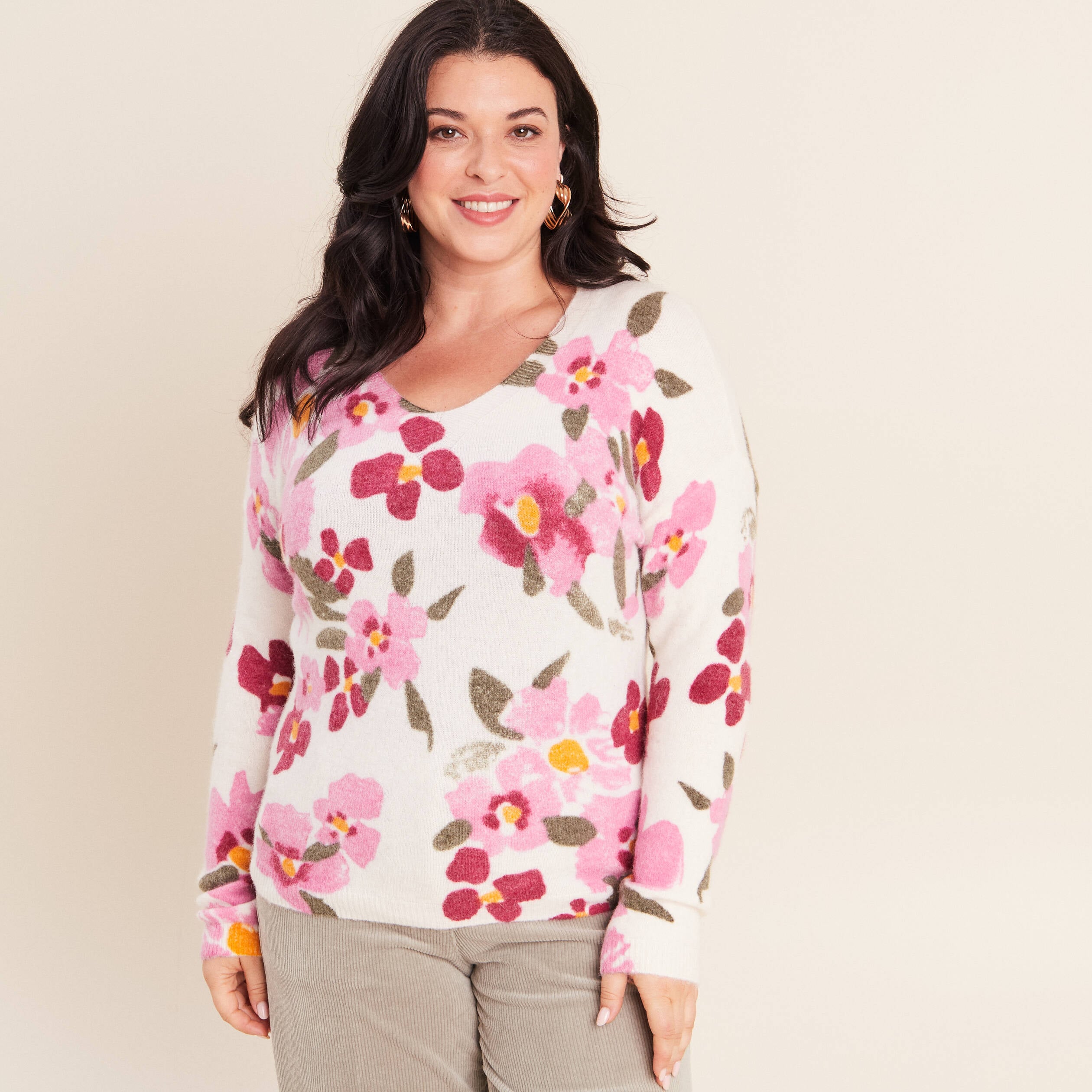 Pull manches longues multicolore femme