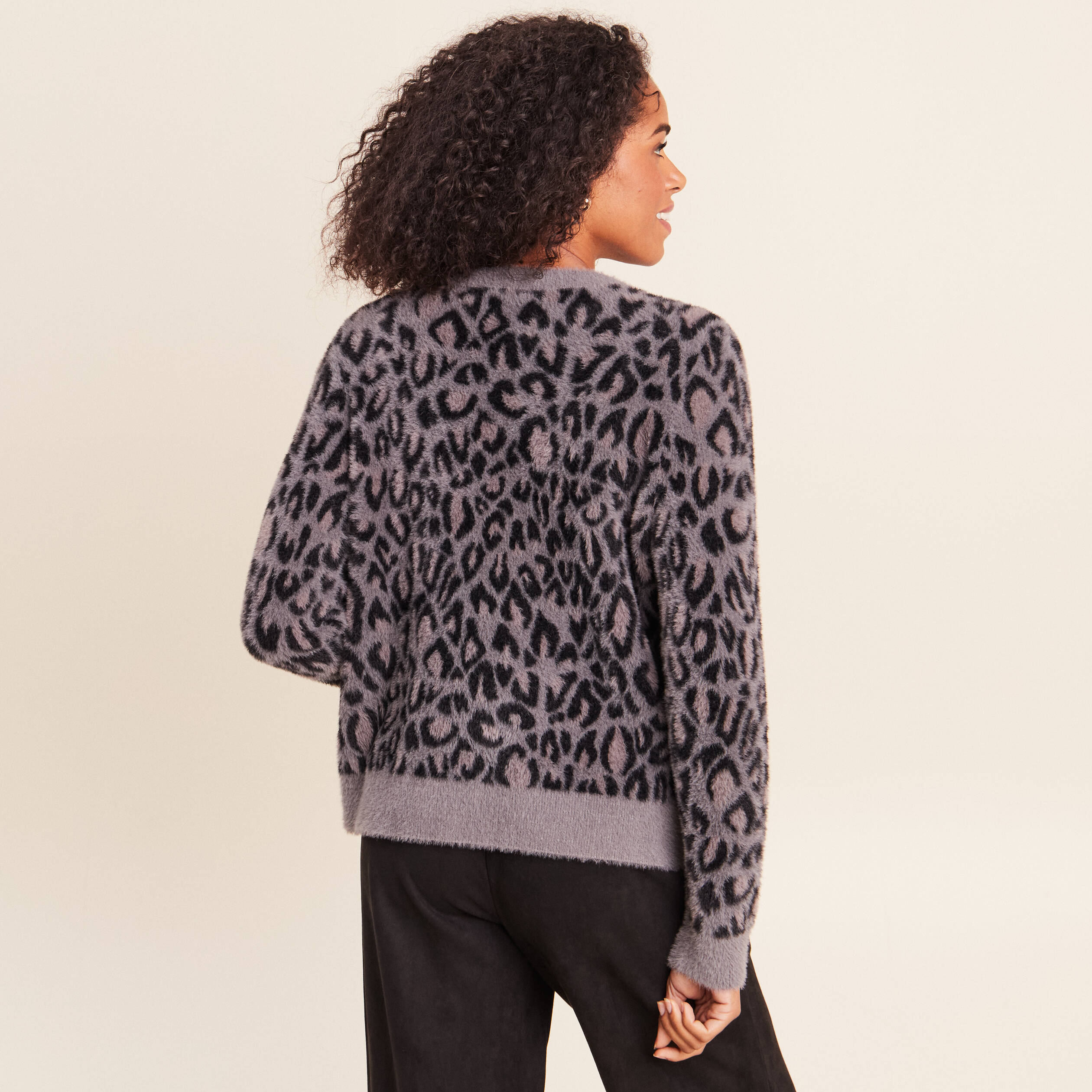 Pull col rond gris femme