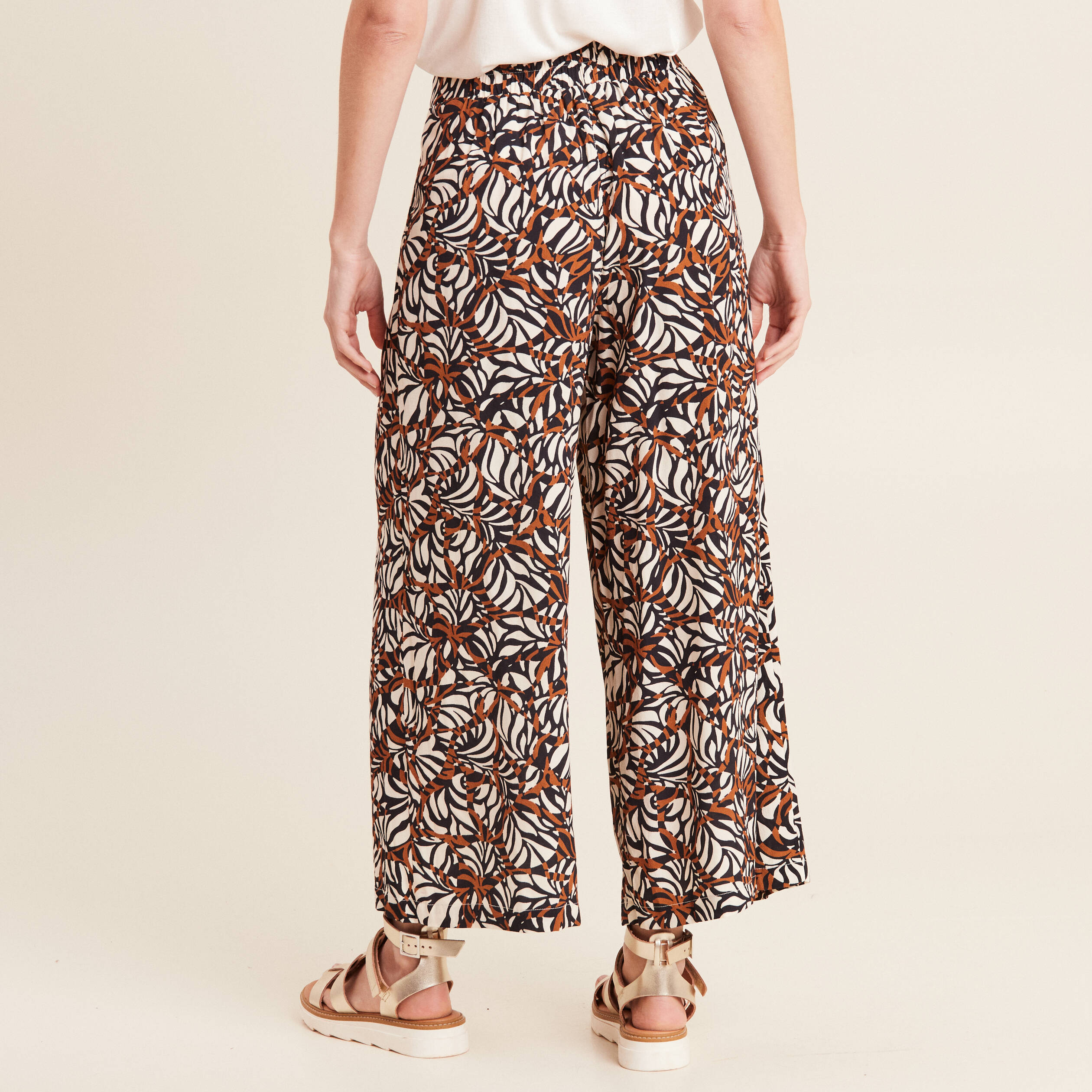 pantalon flou large 78eme marron femme Pantalon flou large 7/8ème marron femme