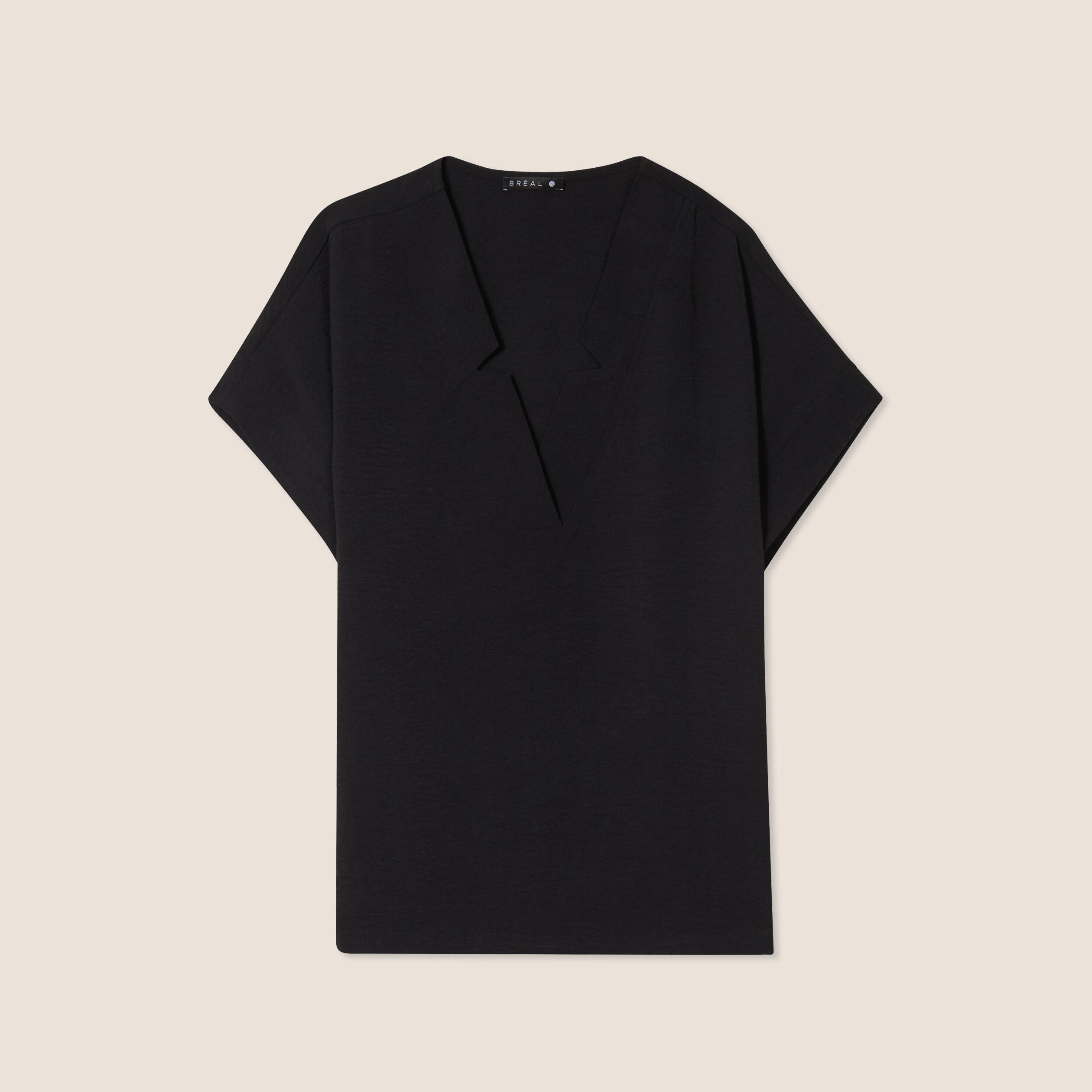 Blouse fluide manches courtes noir femme