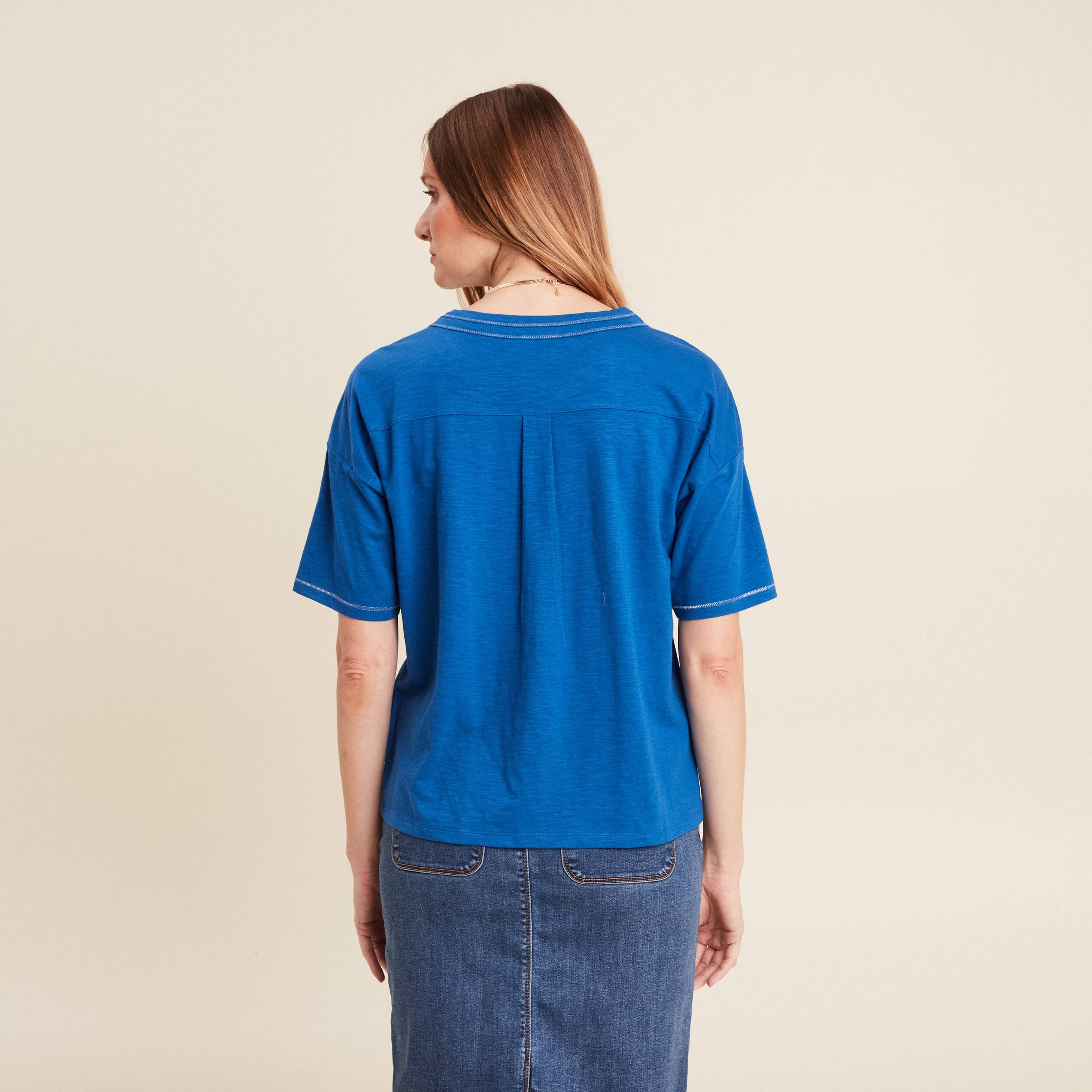 t shirt manches courtes bleu femme T-shirt manches courtes bleu femme