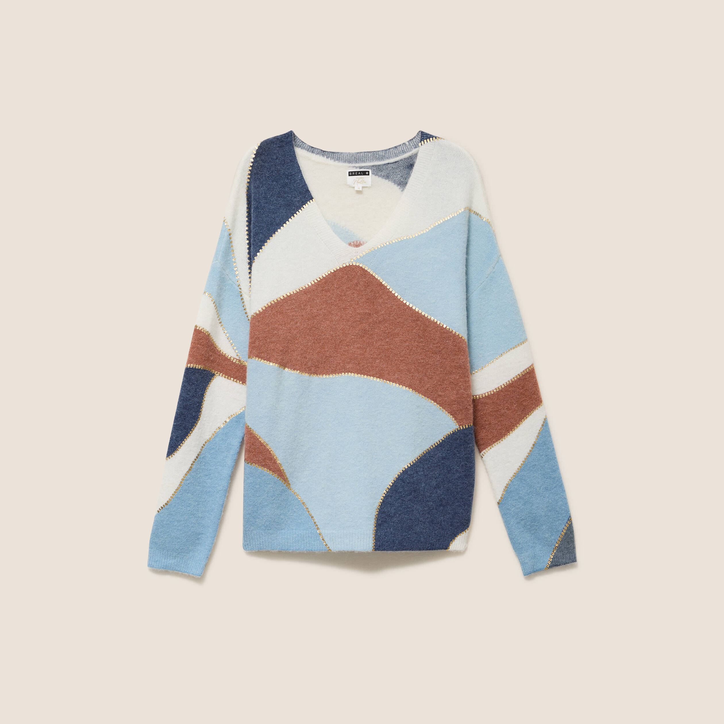 Pull manches longues multicolore femme