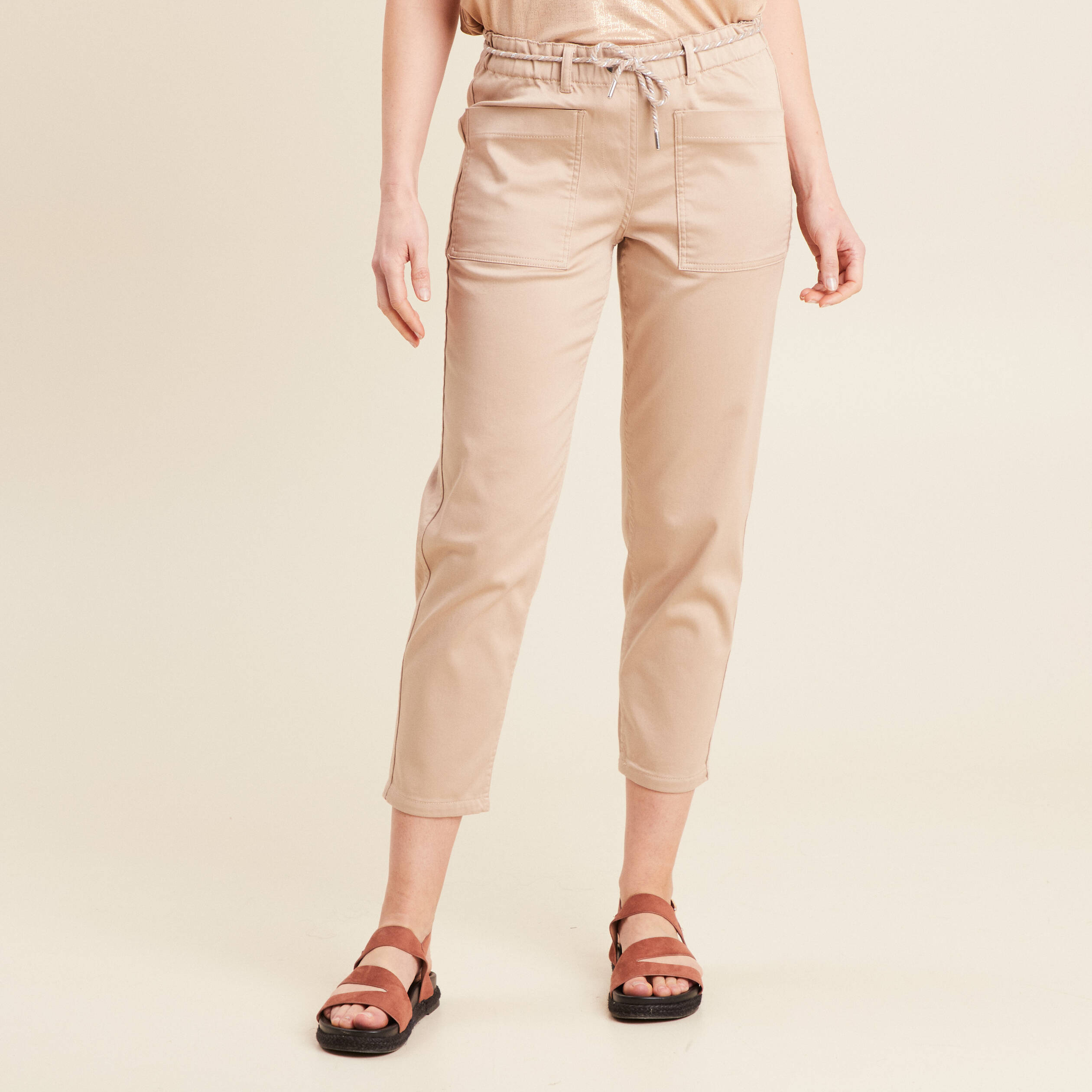 pantalon droit reversible taupe femme Pantalon droit réversible taupe femme