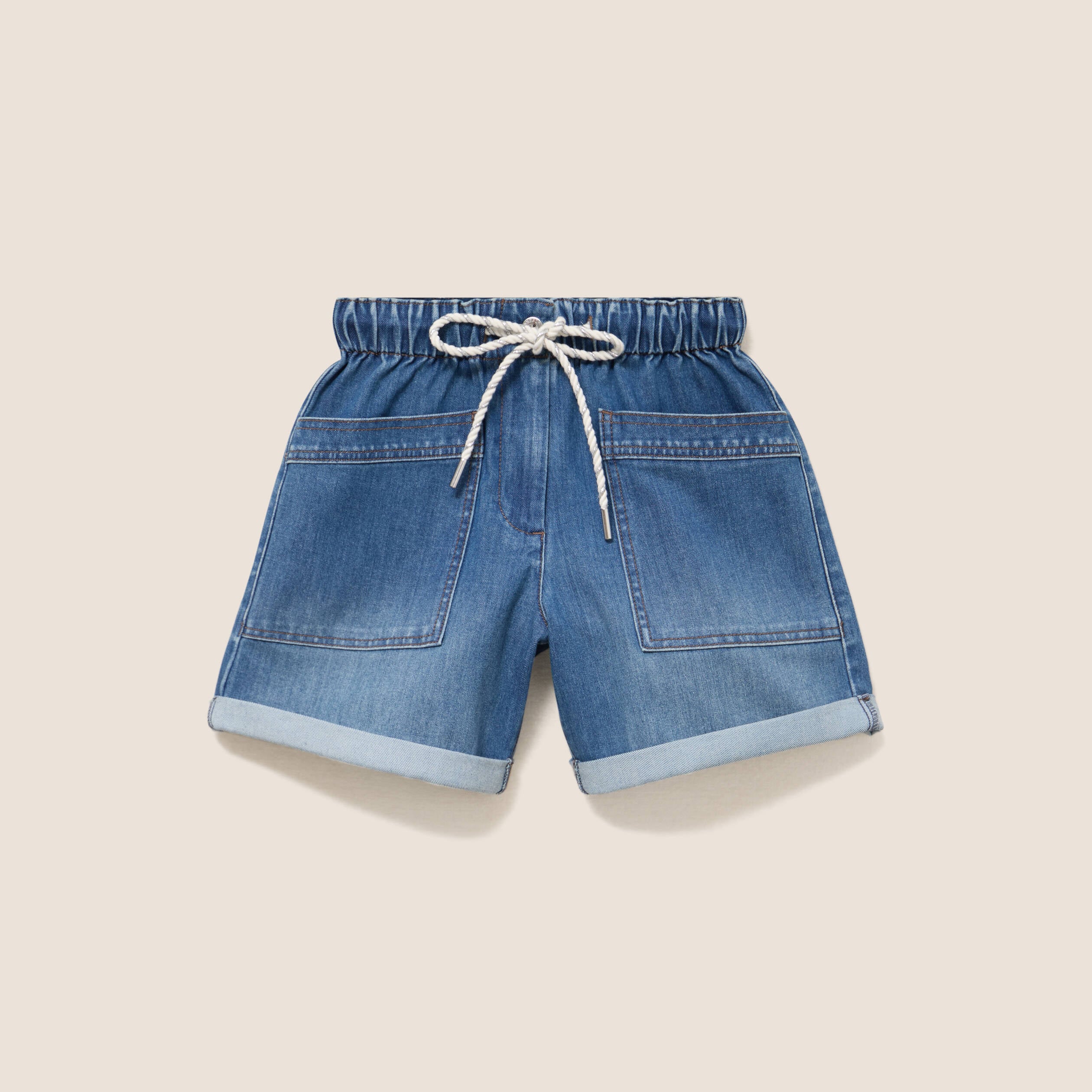 Short relax en jean denim stone femme