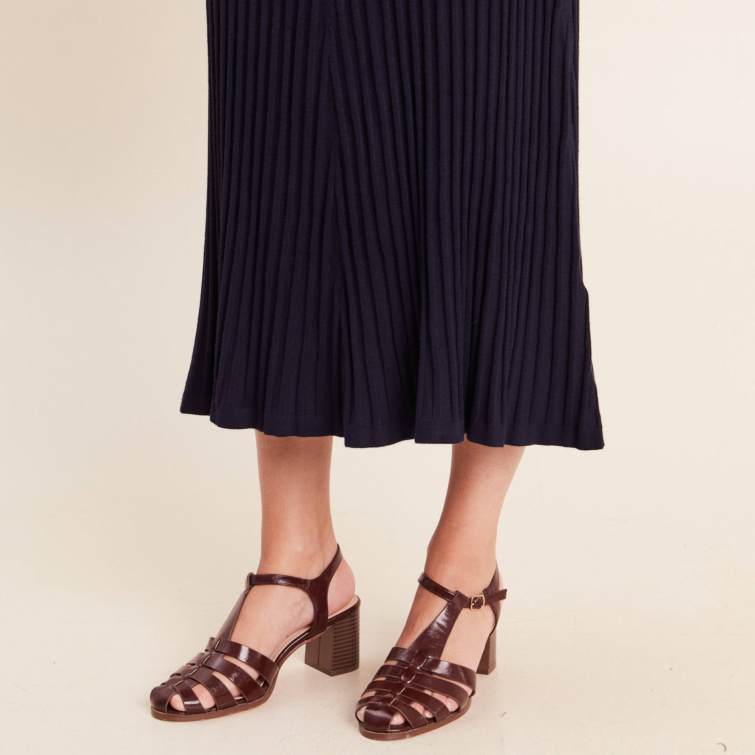 Jupe en maille bleu marine femme