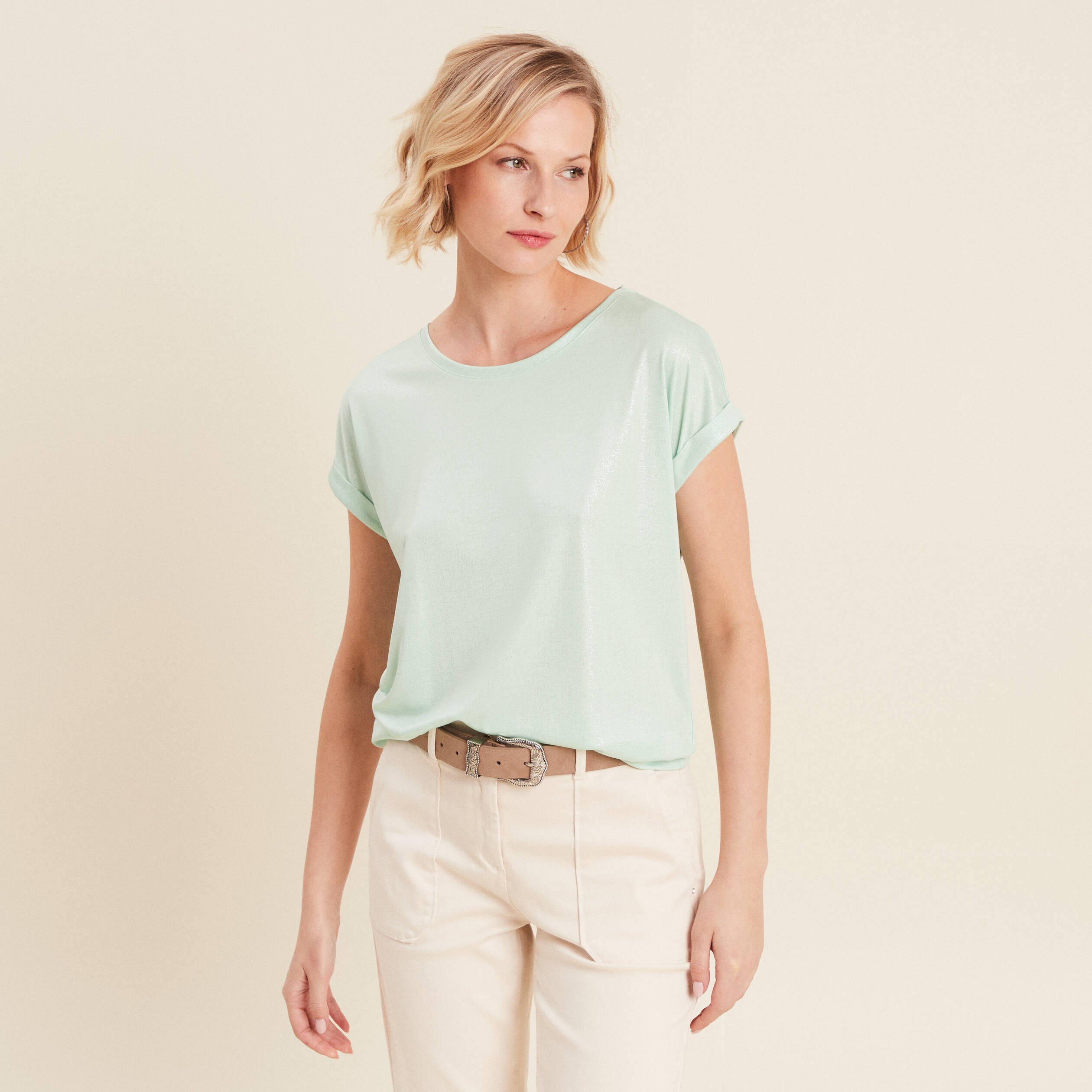 t shirt manches courtes vert clair femme T-shirt manches courtes vert clair femme