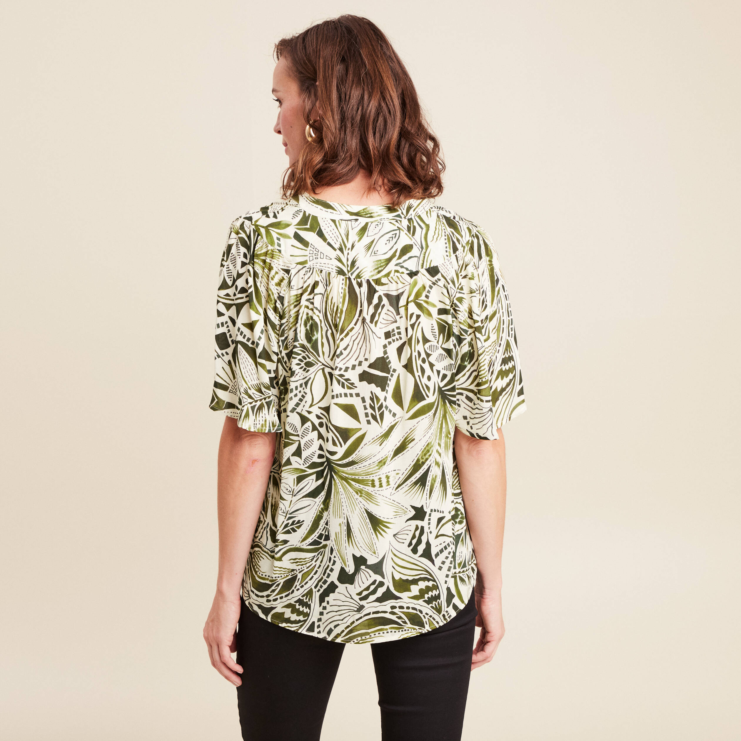 blouse ample manches courtes fluide vert femme Blouse ample manches courtes fluide vert femme