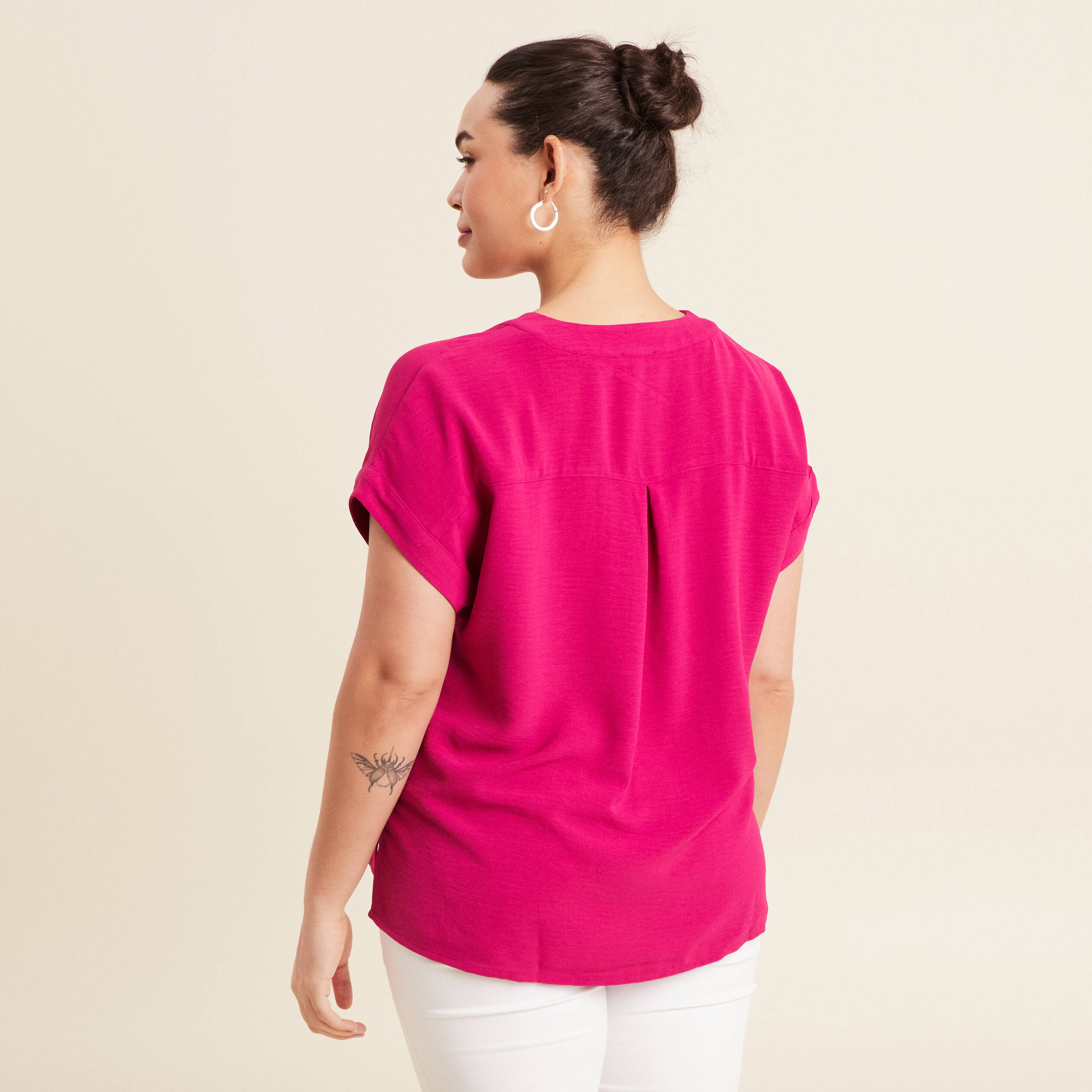 blouse manches courtes rose fushia femme Blouse manches courtes rose fushia femme