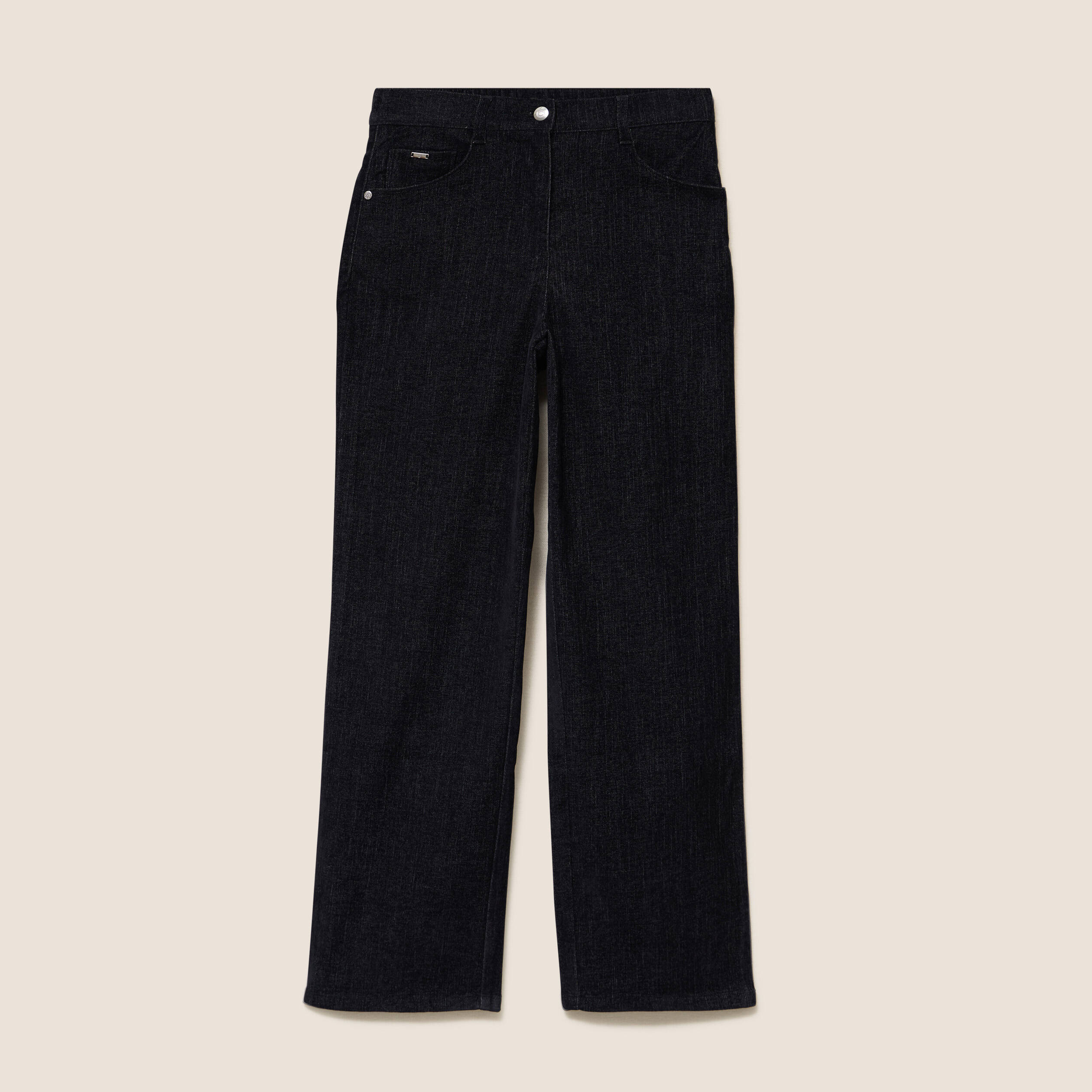 Jean taille haute en velours denim brut femme