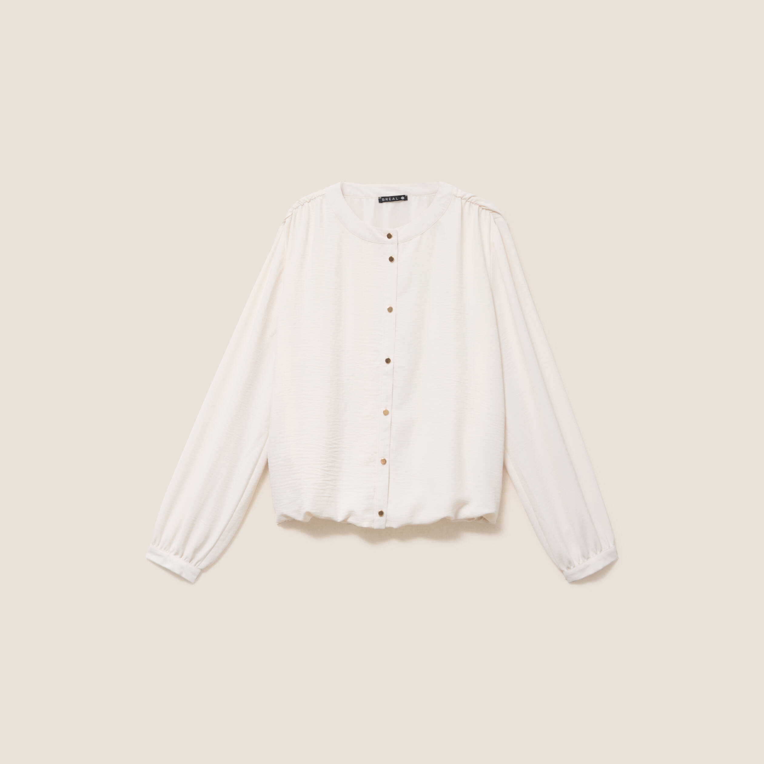 Chemise ample effet boule doubl&eacute;e ivoire femme