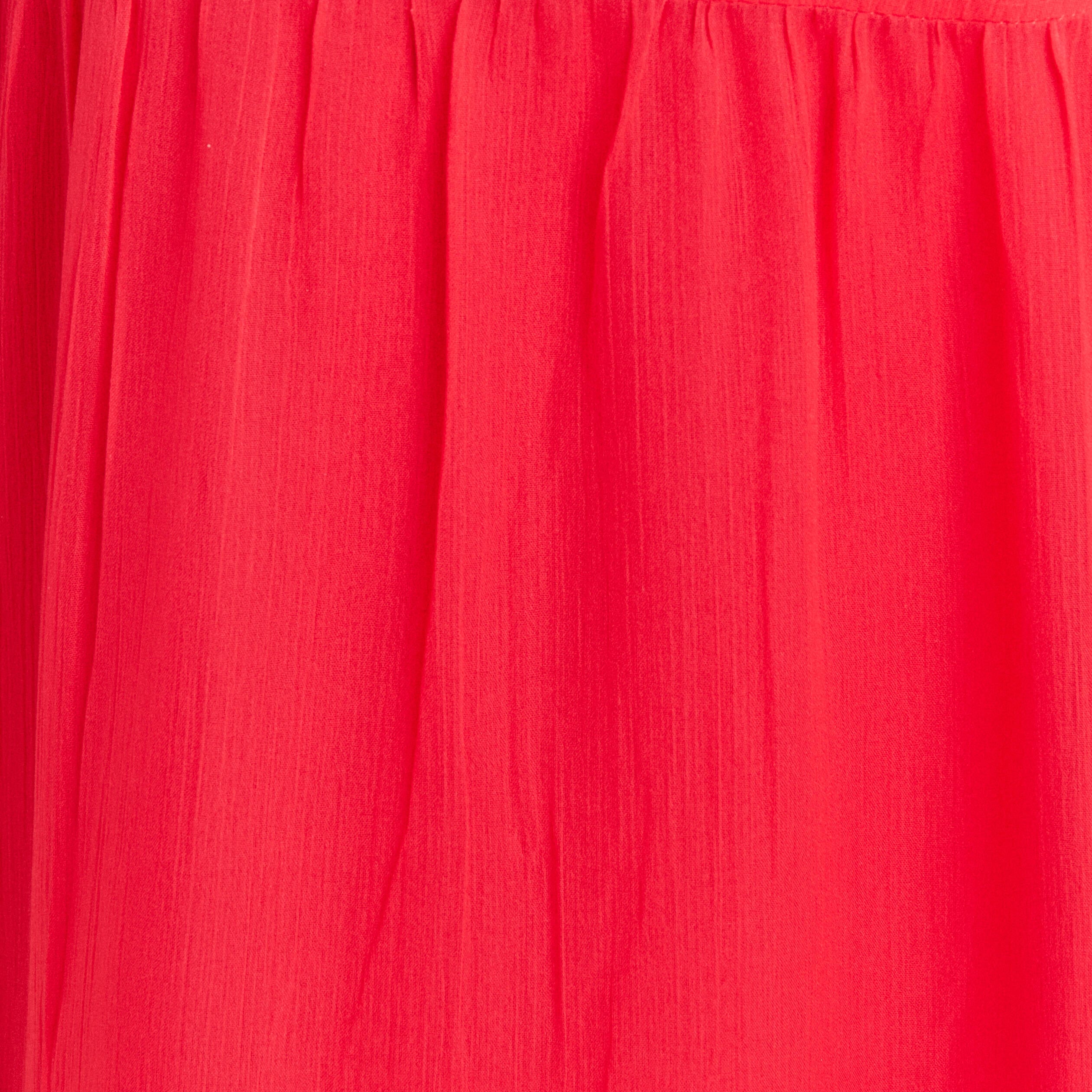 Robe longue &eacute;vas&eacute;e volants rouge femme