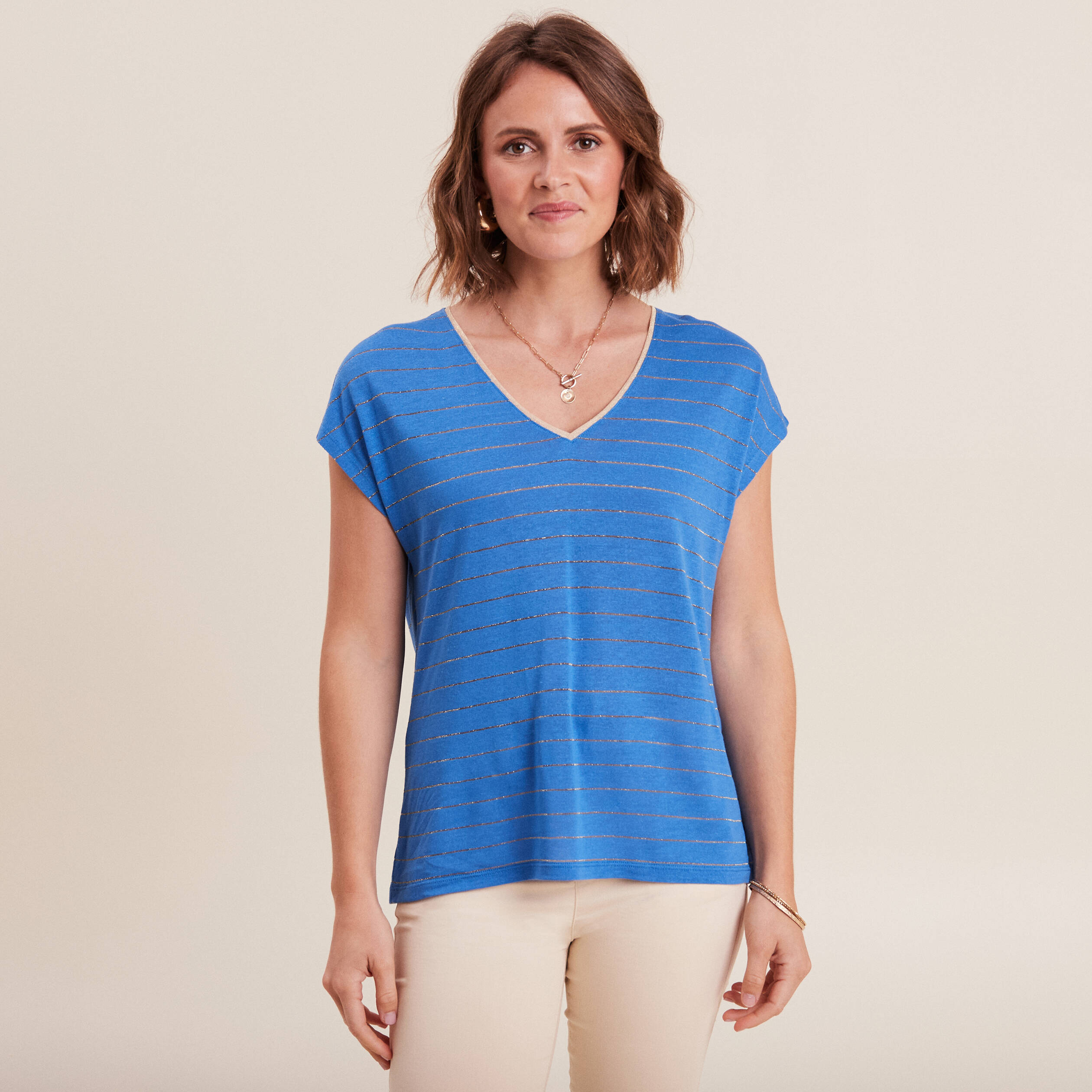 t shirt manches courtes bleu femme T-shirt manches courtes bleu femme